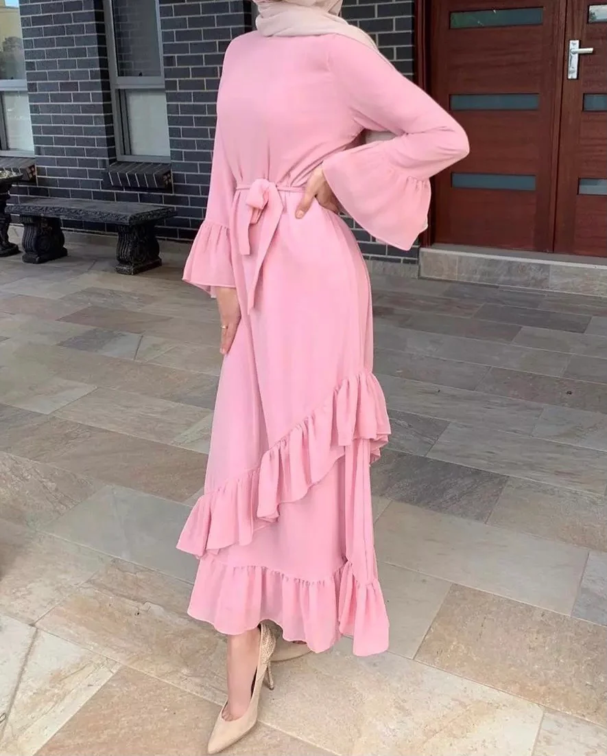 Blush Pink Ruffle Dress - Image 4