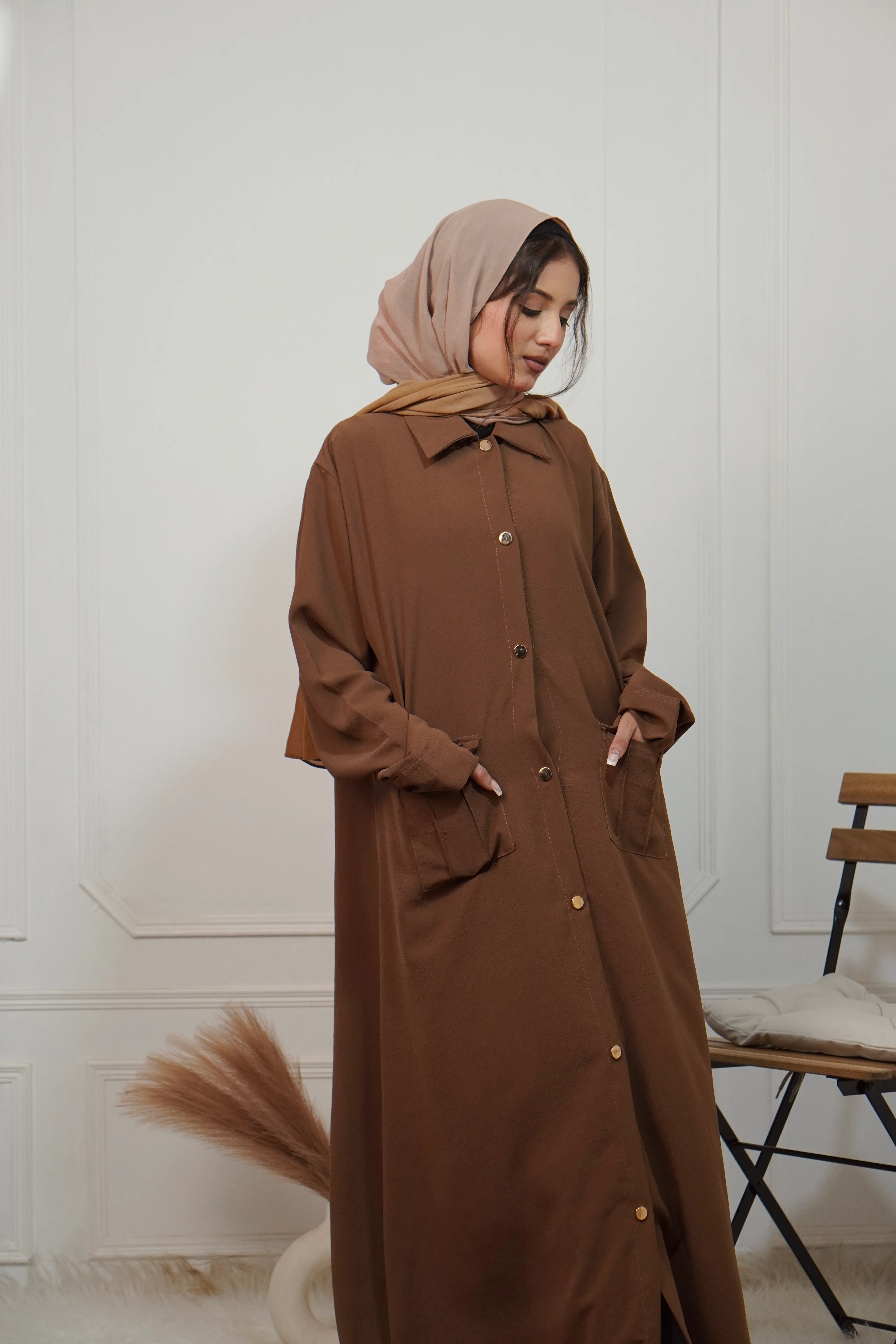 BROWN SHIRT DRESS