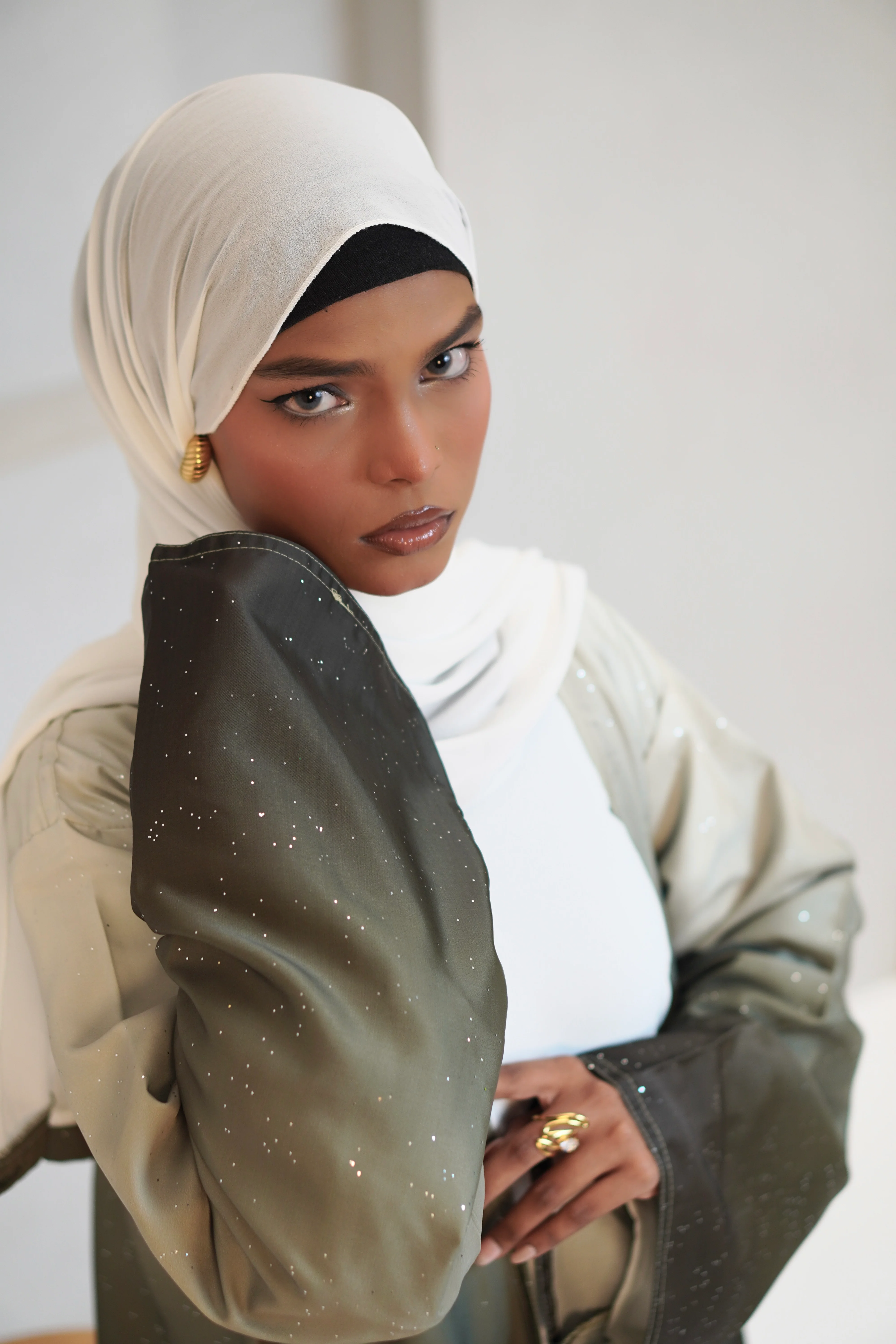 Ombrè Shimmer Abayah - Olive Haze - Image 5