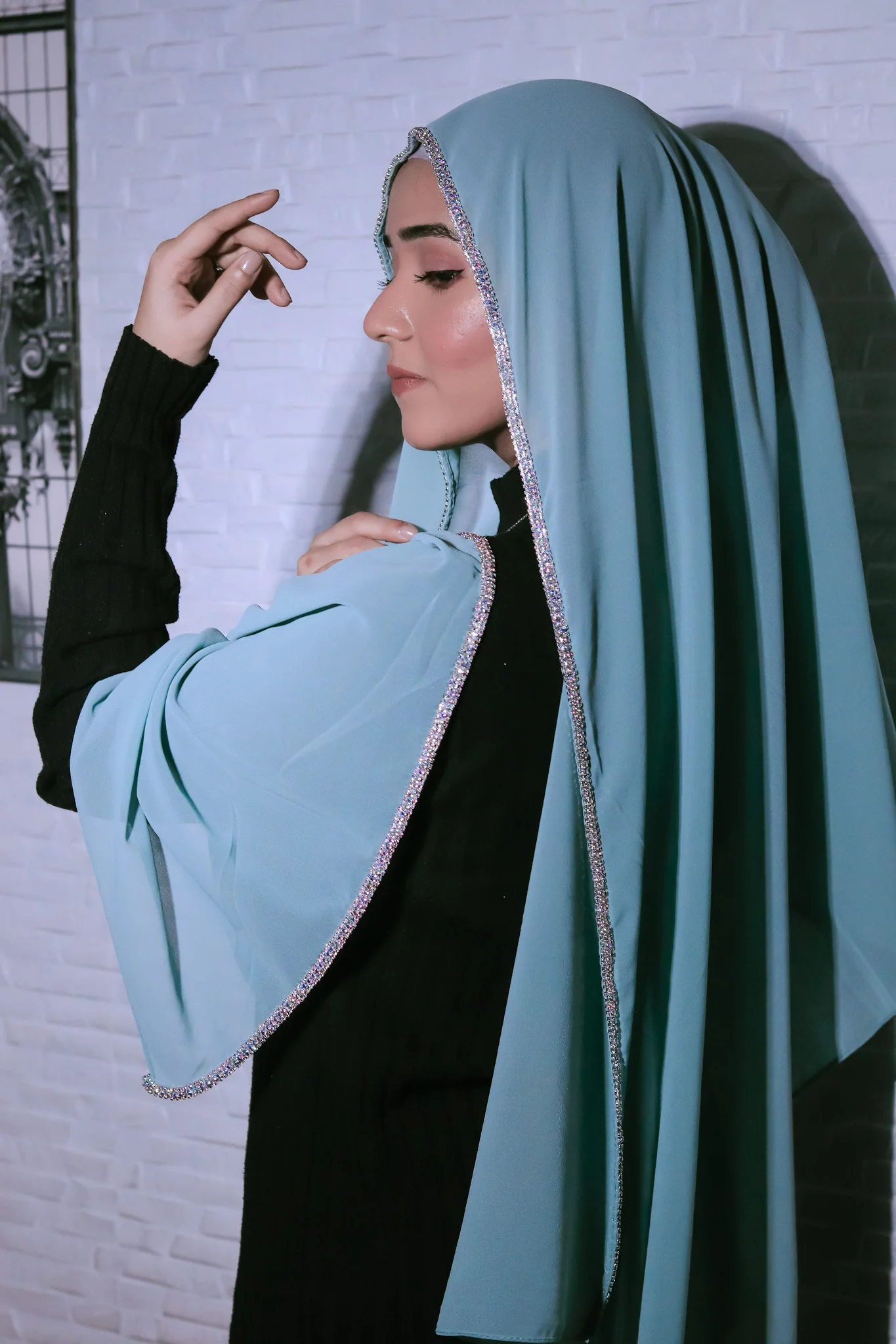 Crystal Hijab - Aqua - Image 4