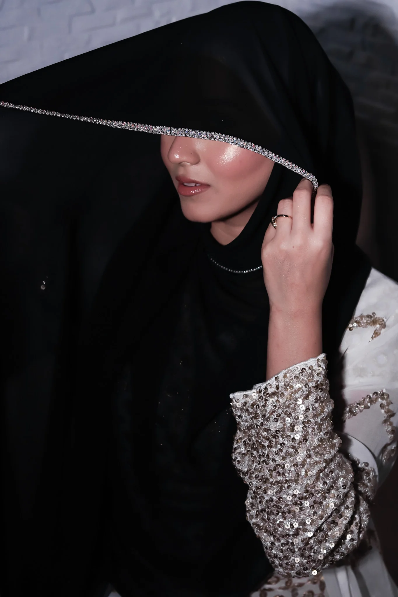 Crystal Hijab - Black - Image 3