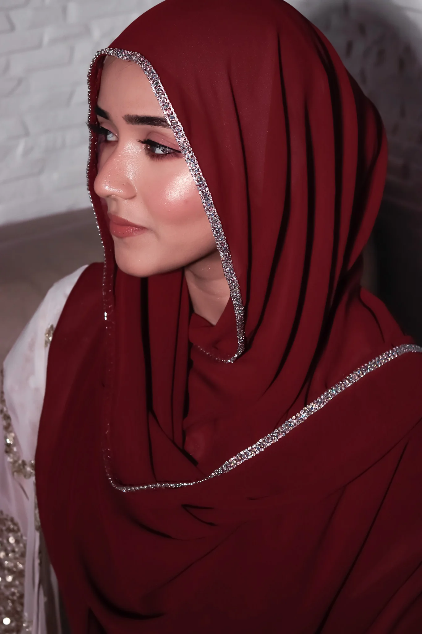 Crystal Hijab - Maroon - Image 3