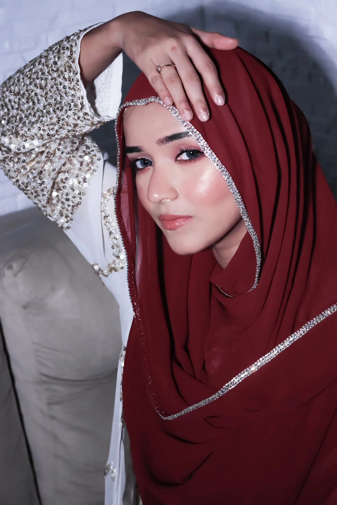 Crystal Hijab - Maroon - Image 5
