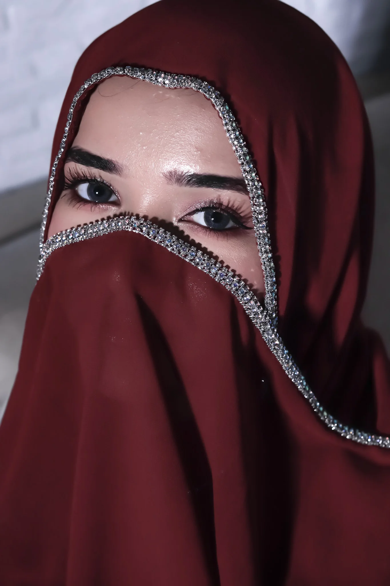Crystal Hijab - Maroon - Image 6