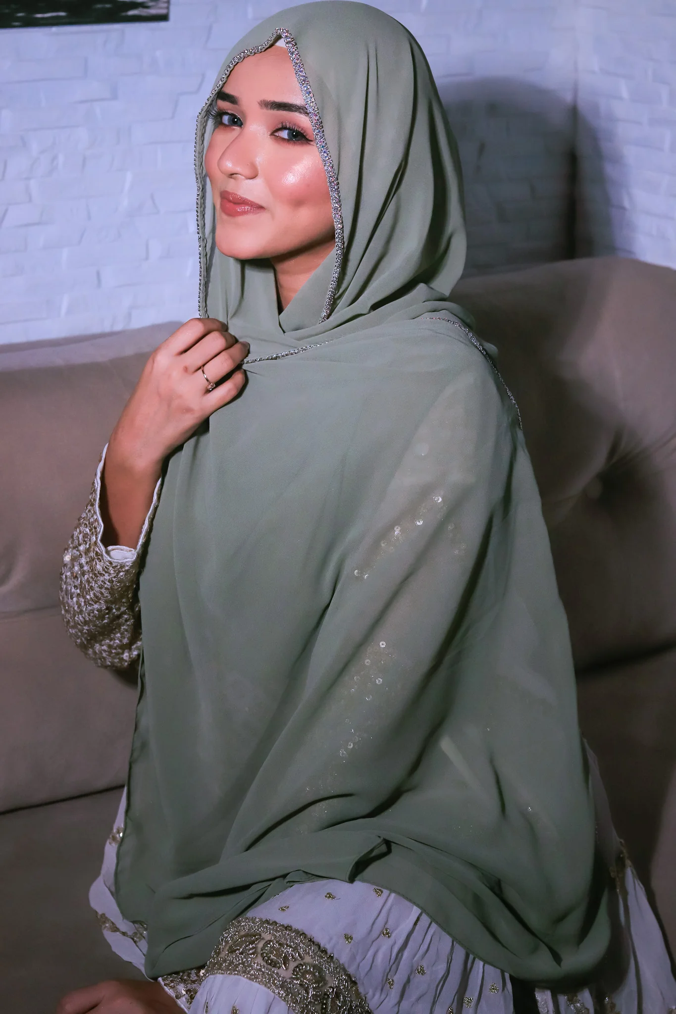 Crystal Hijab - Sage Green - Image 4