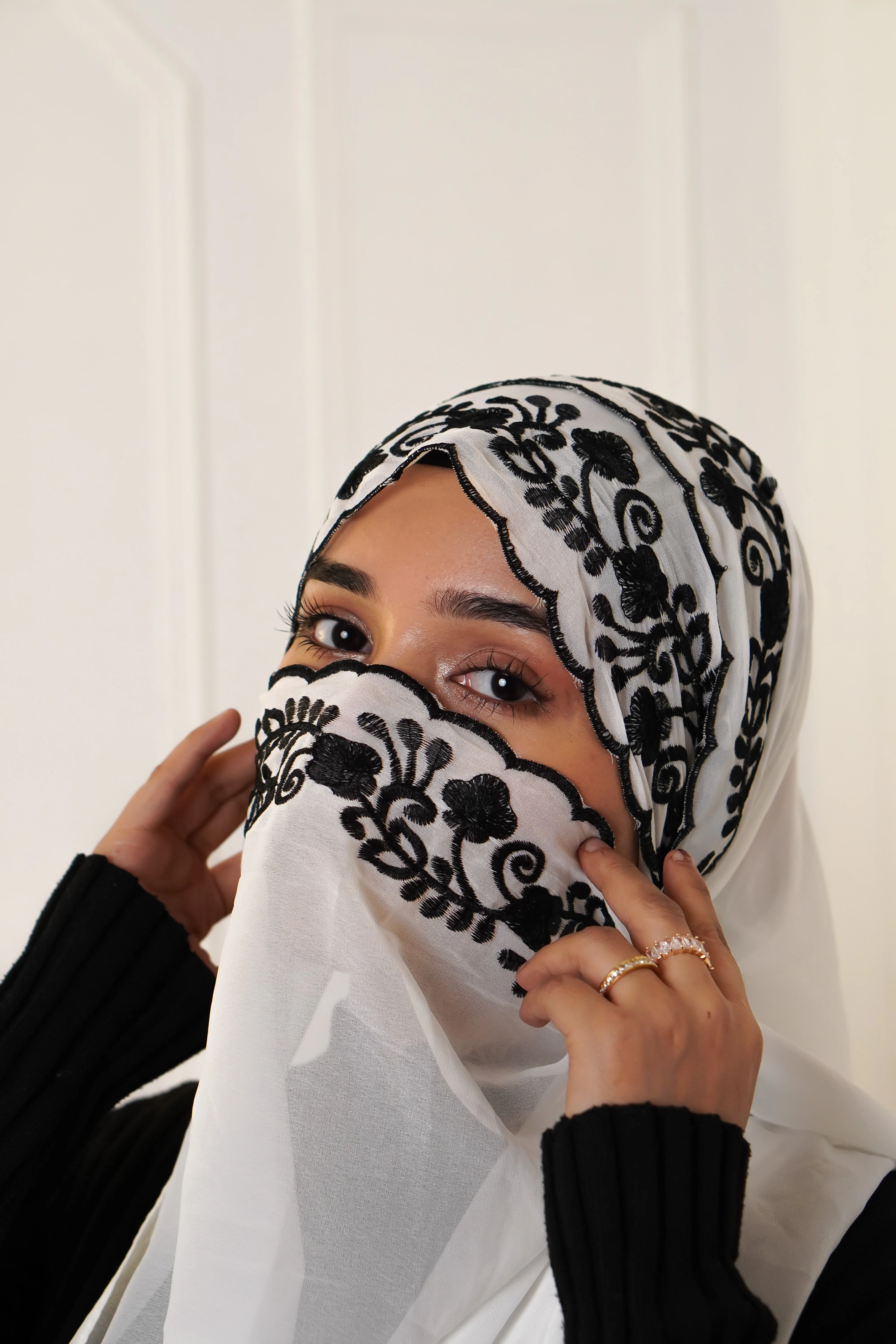 EMBROIDERED HIJAB - White - Image 7