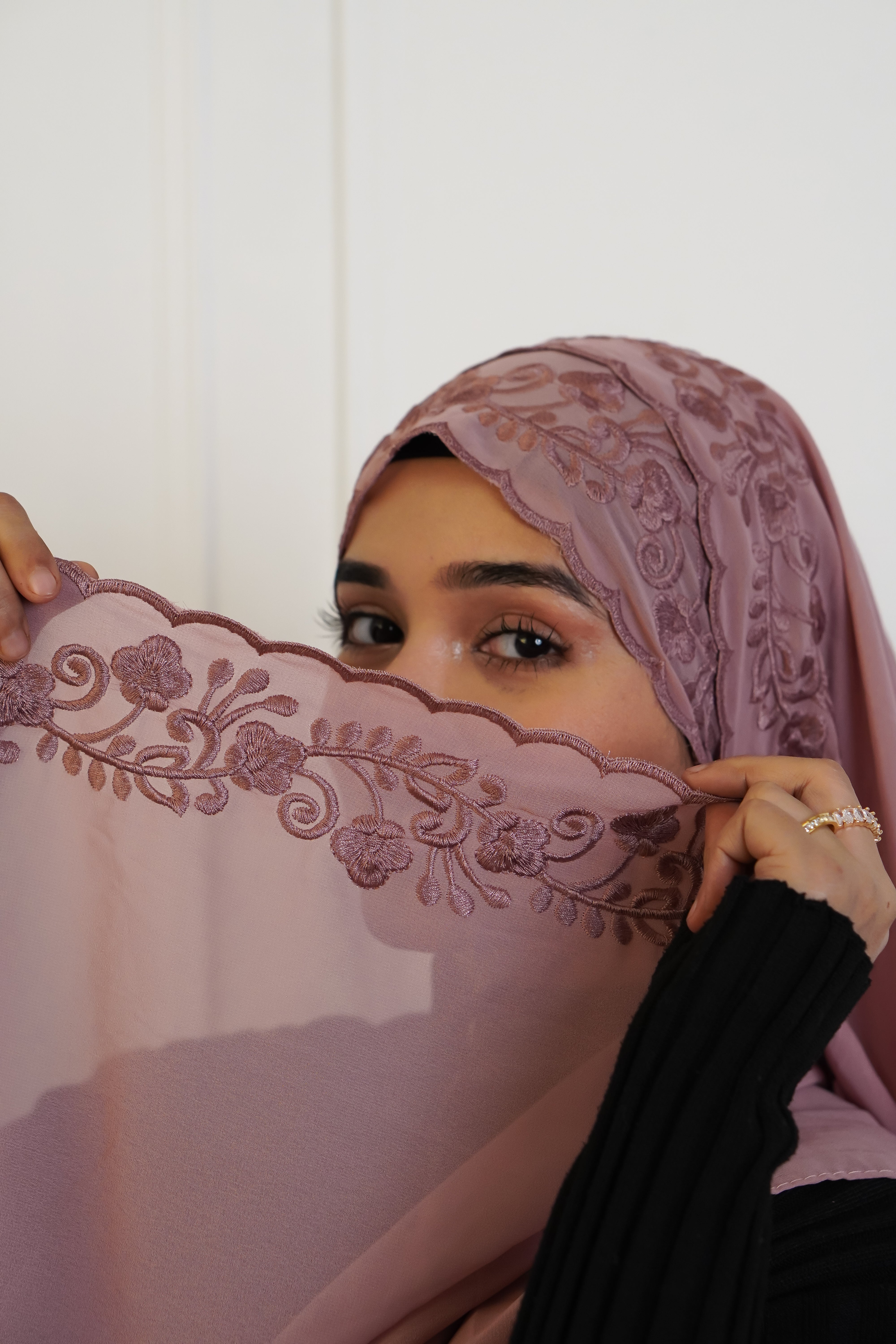 EMBROIDERED HIJAB - Pink - Image 6