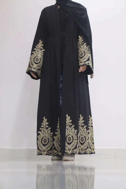 Evelyn Embroidered Abayah – Onyx Black - Image 3