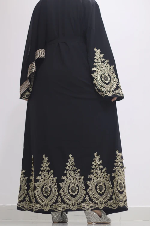 Evelyn Embroidered Abayah – Onyx Black - Image 4