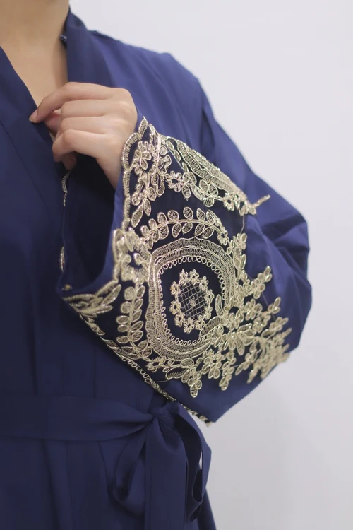 Evelyn Embroidered Abayah – Royal Blue - Image 5
