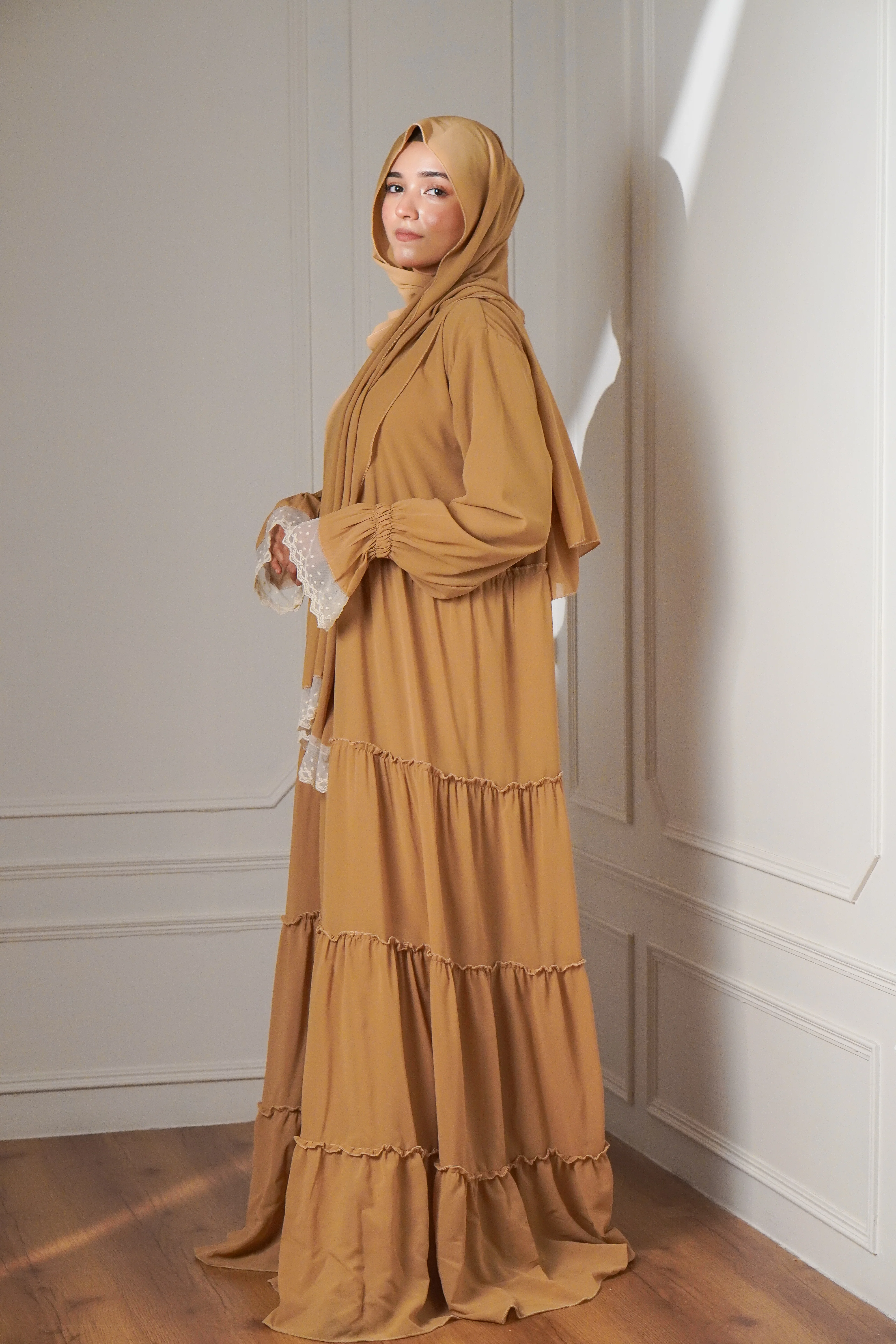 Feriha 2.0 Ruffled Dress - CARAMEL - Image 7