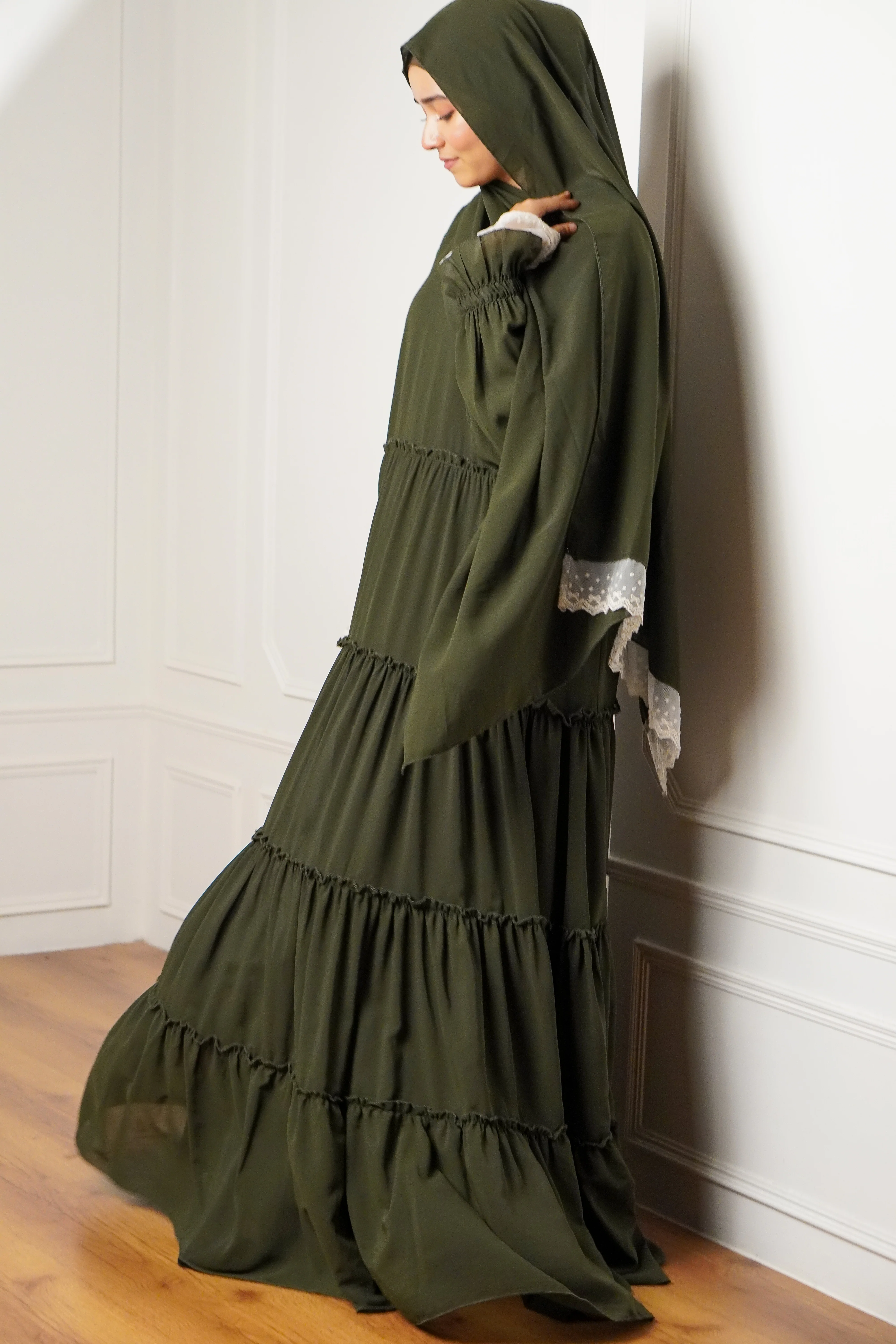 Feriha 2.0 Ruffled Dress - OLIVE GREEN - Image 3