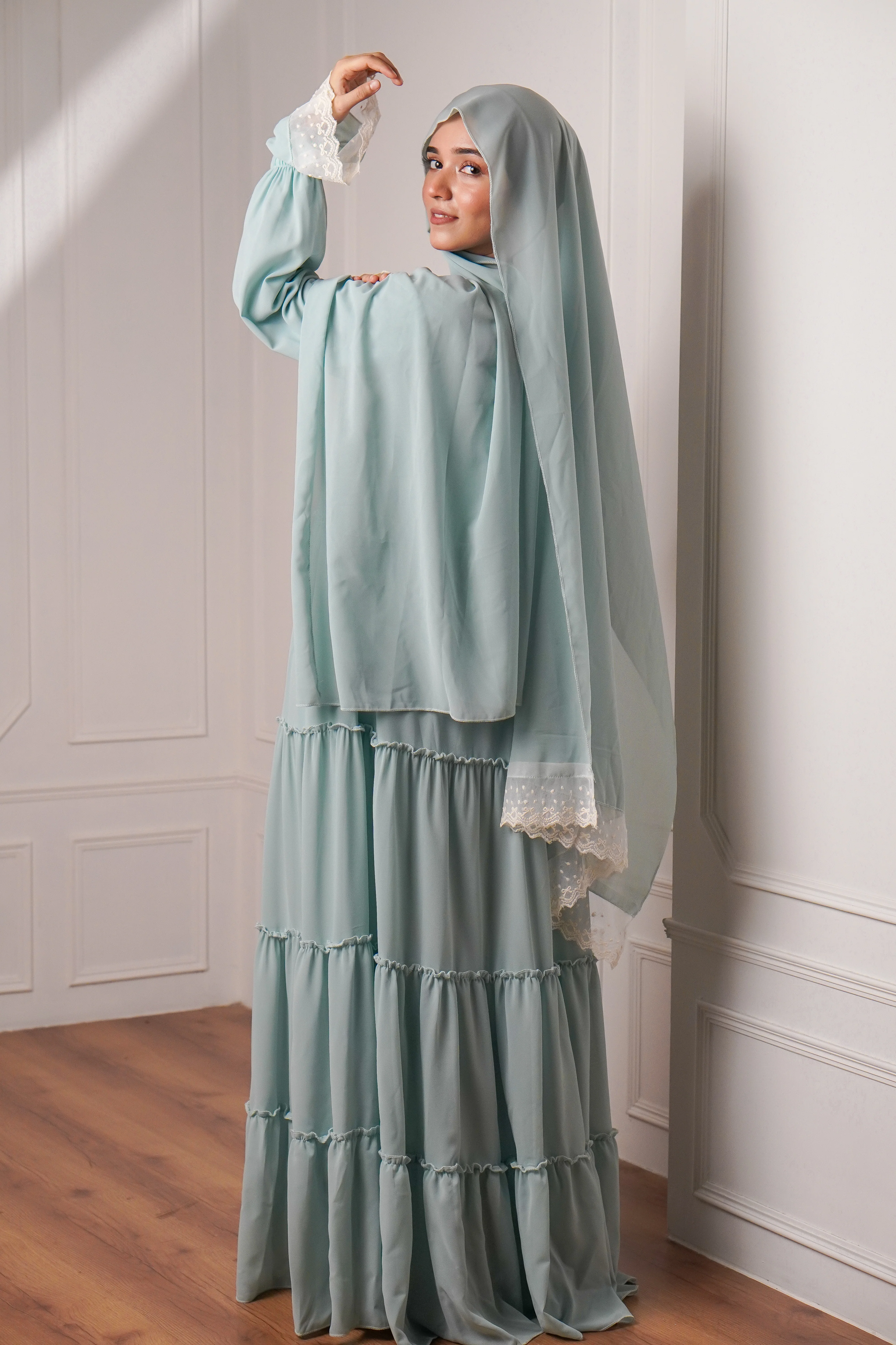 Feriha 2.0 Ruffled Dress - PASTEL GREEN - Image 7