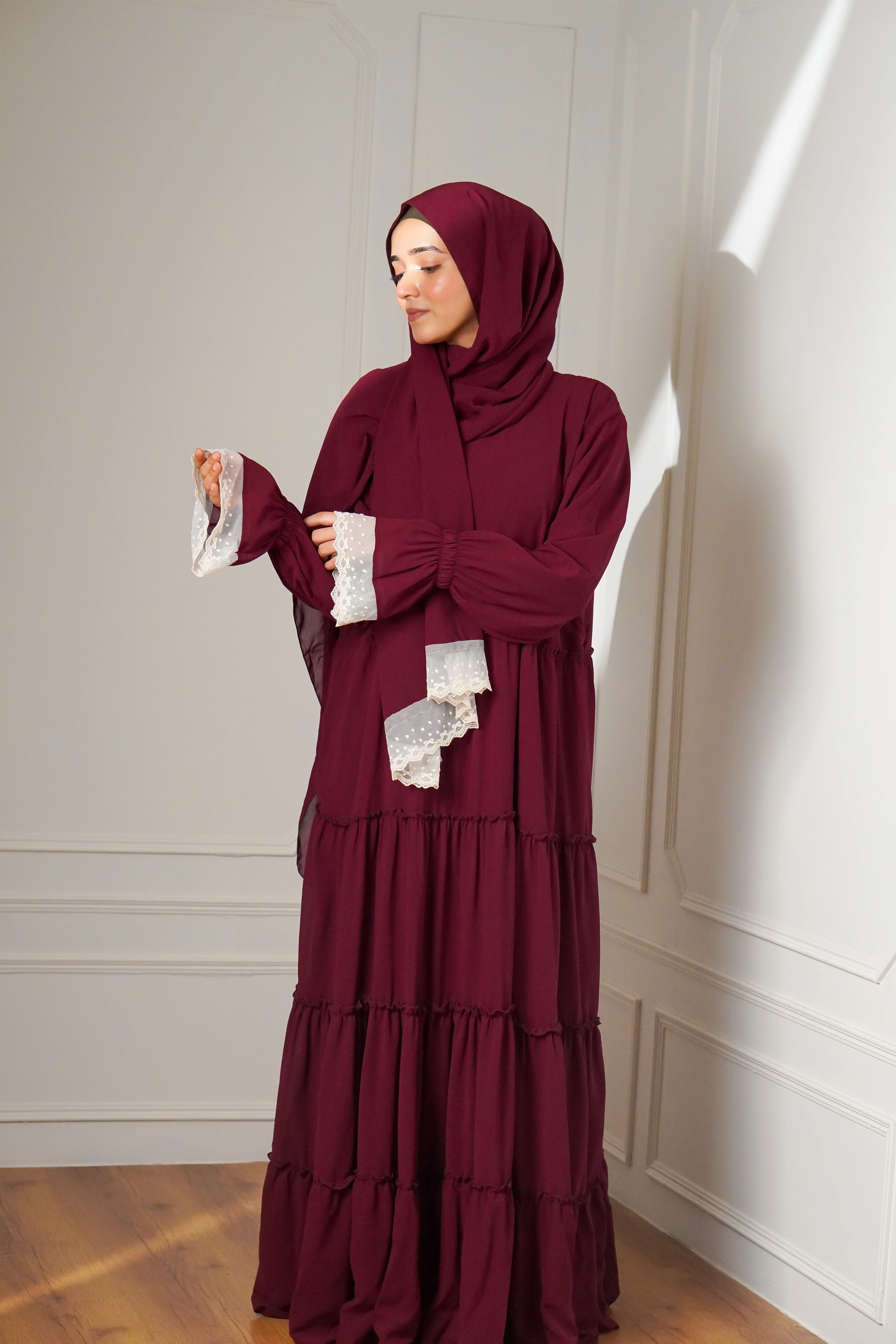 Feriha 2.0 Ruffled Dress - MAROON - Image 6