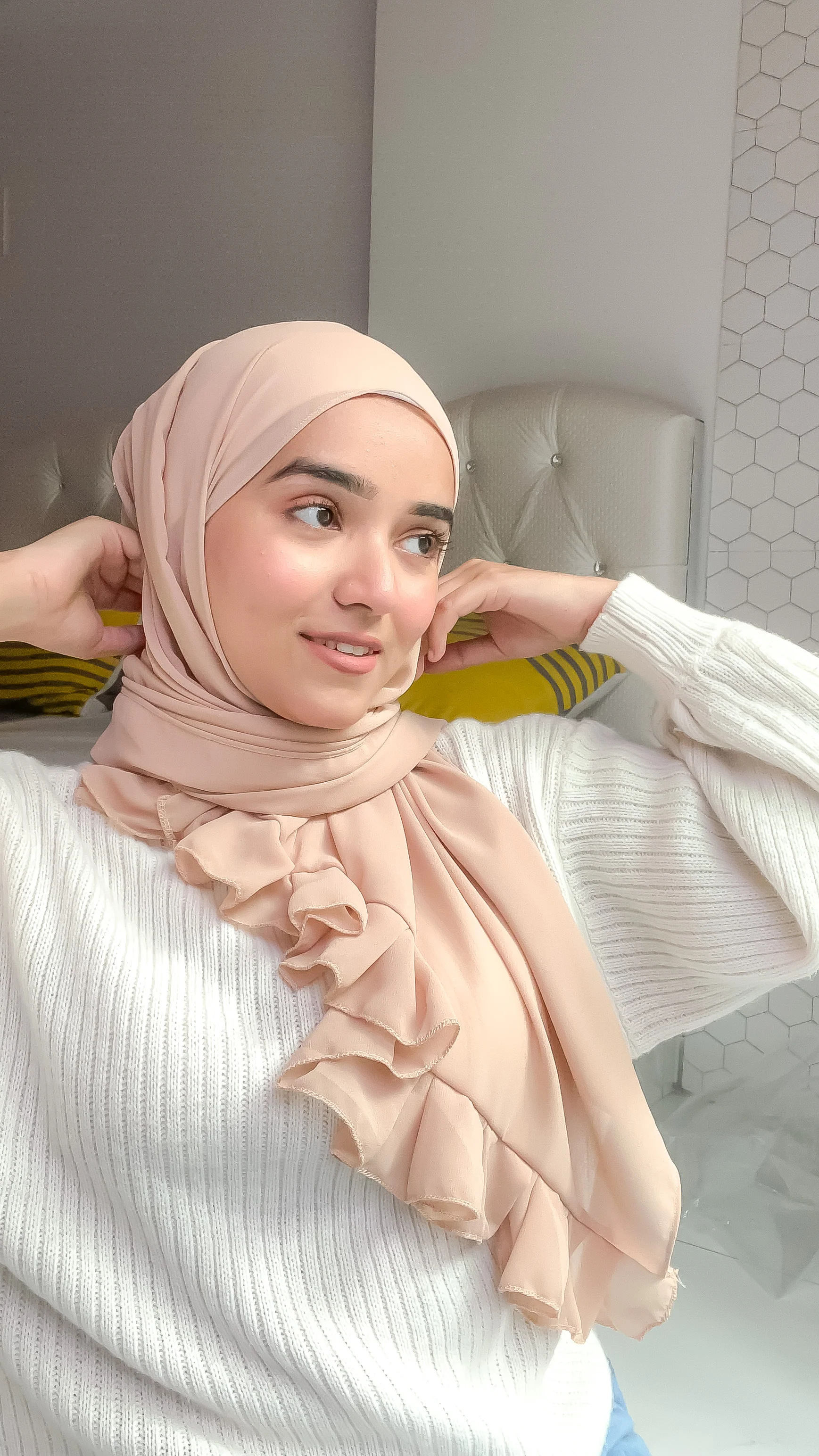 Frill Hijab - Beige