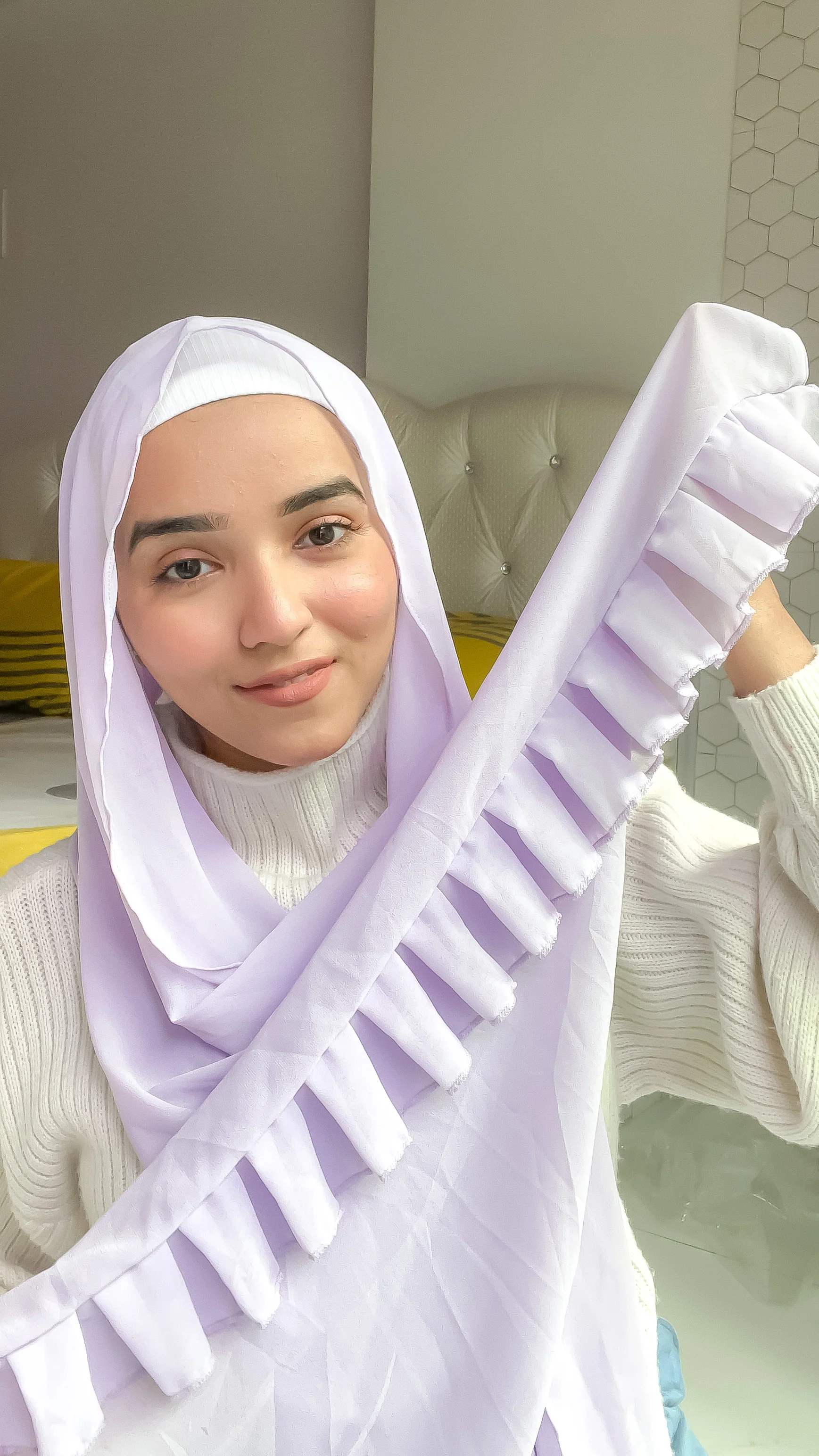 Frill Hijab - Lilac - Image 3