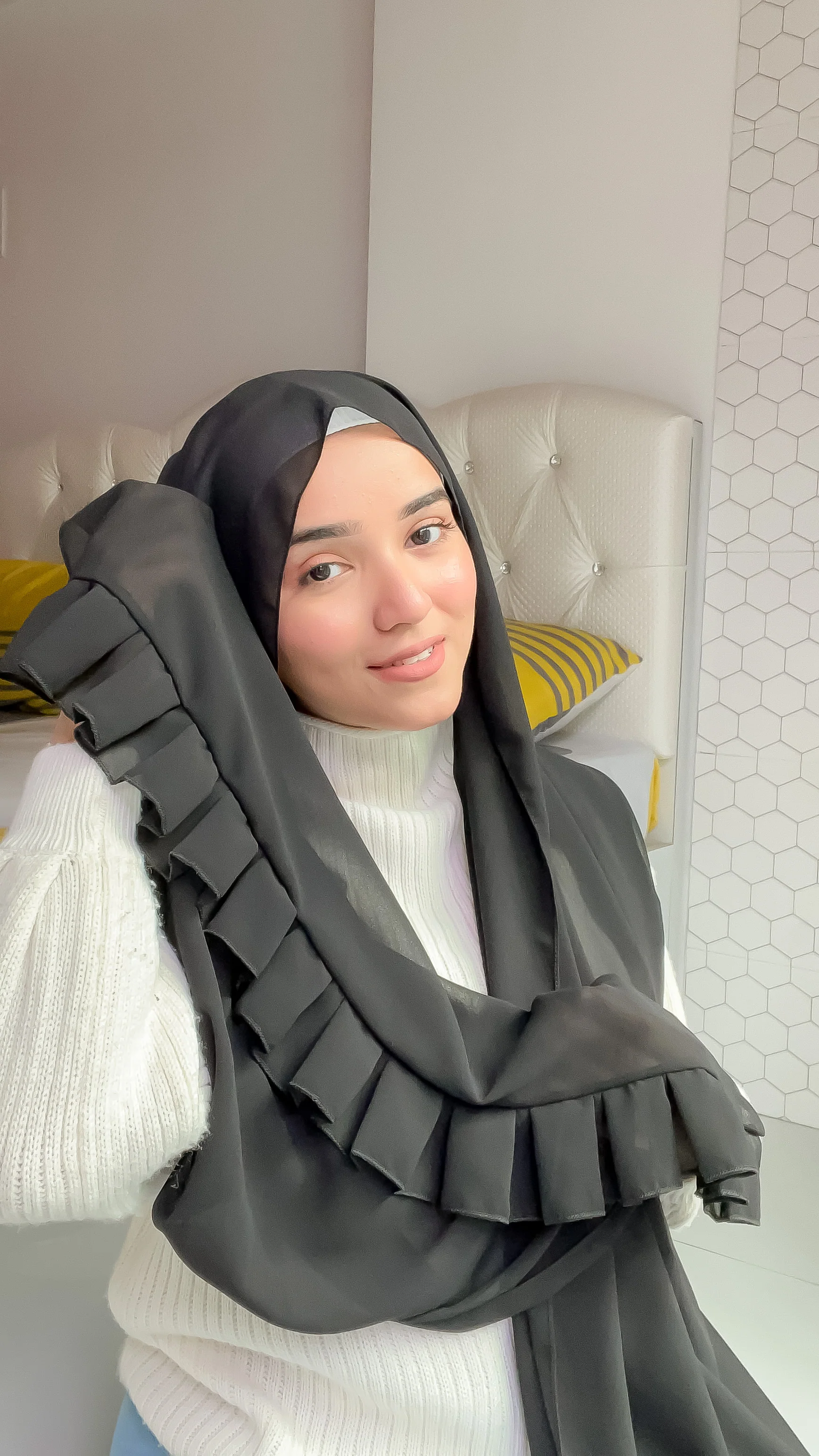 Frill Hijab - Midnight Black