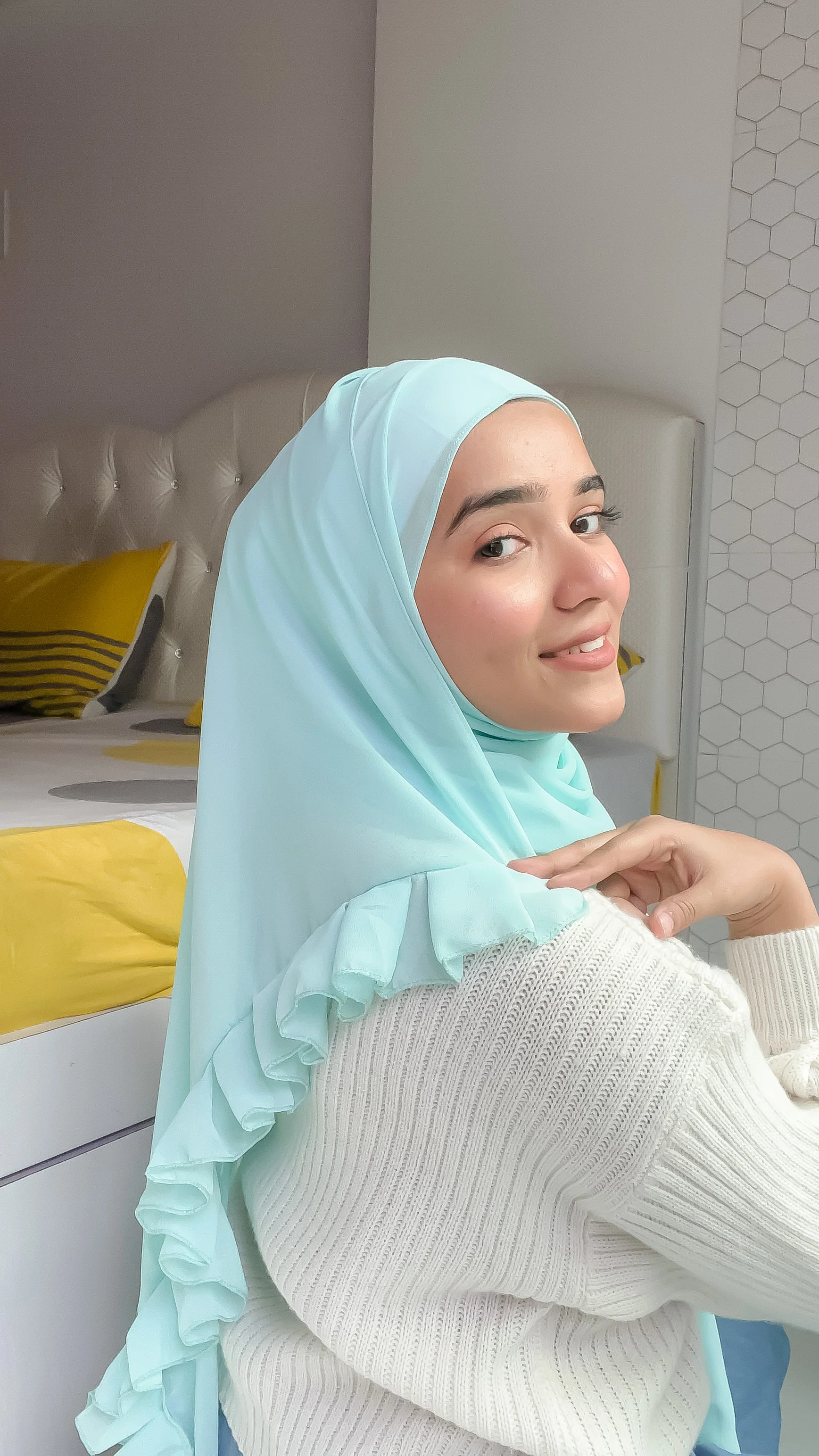 Frill Hijab - ocean blue - Image 3