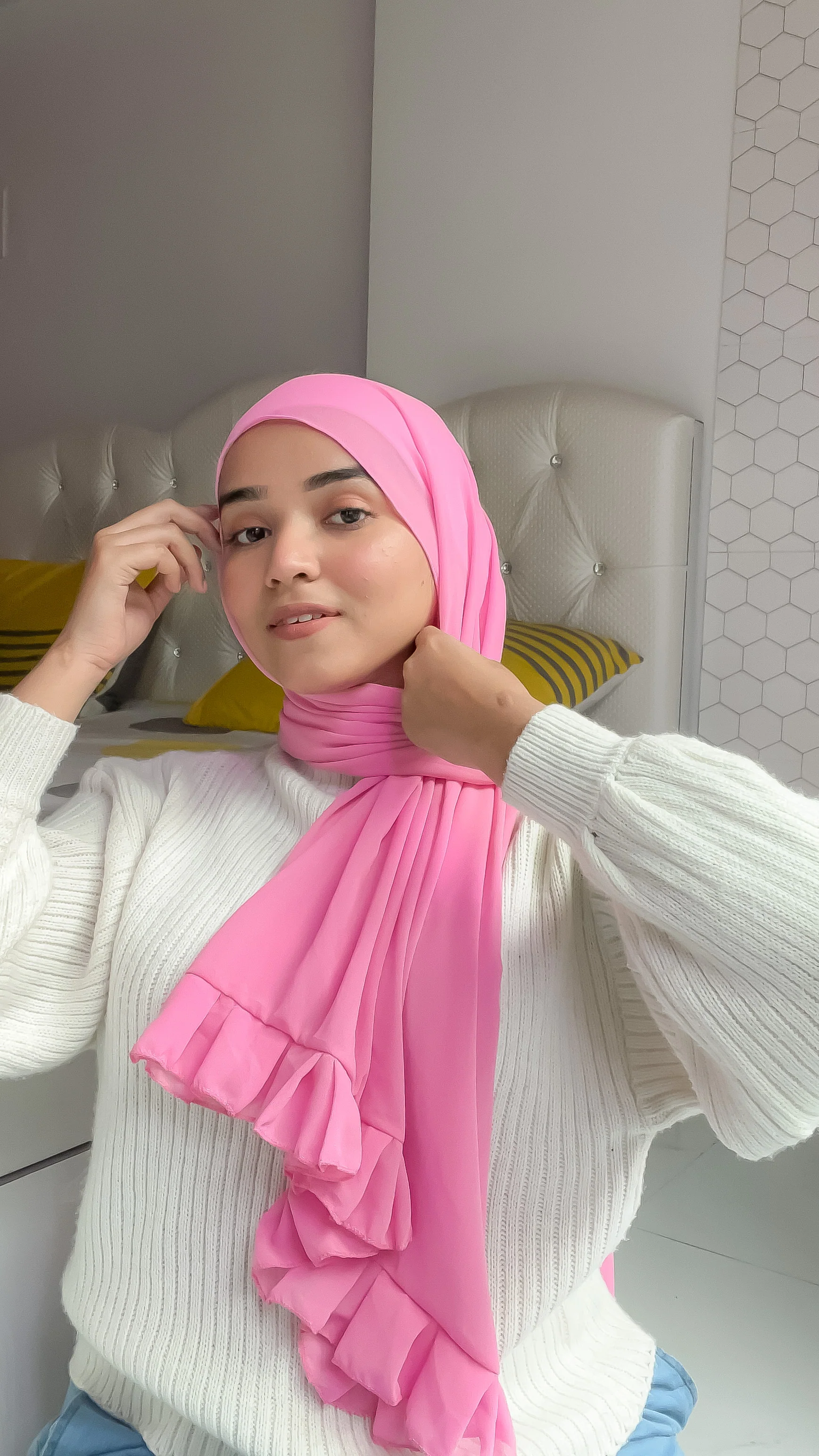 Frill Hijab - Pink - Image 2