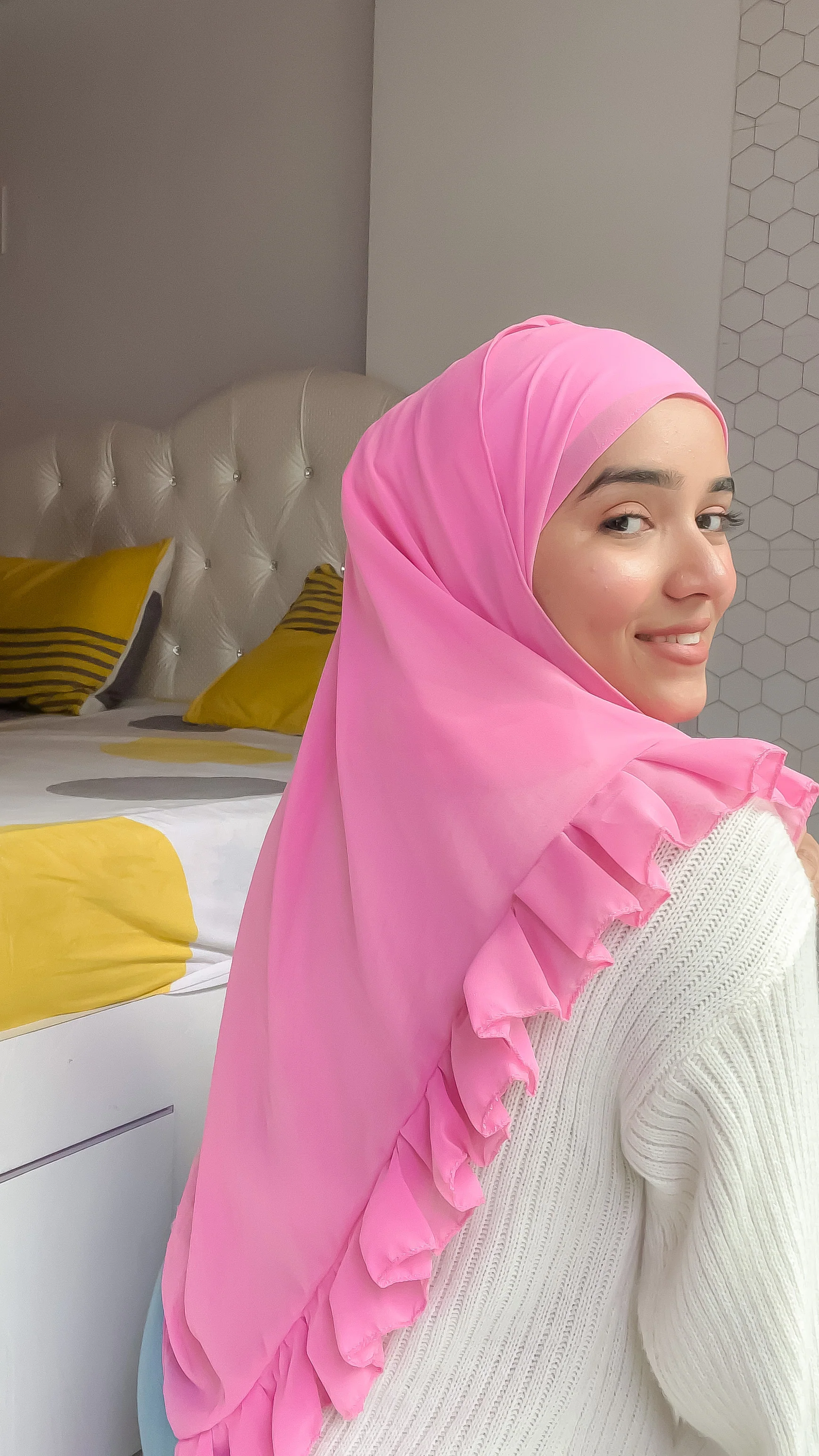Frill Hijab - Pink - Image 3