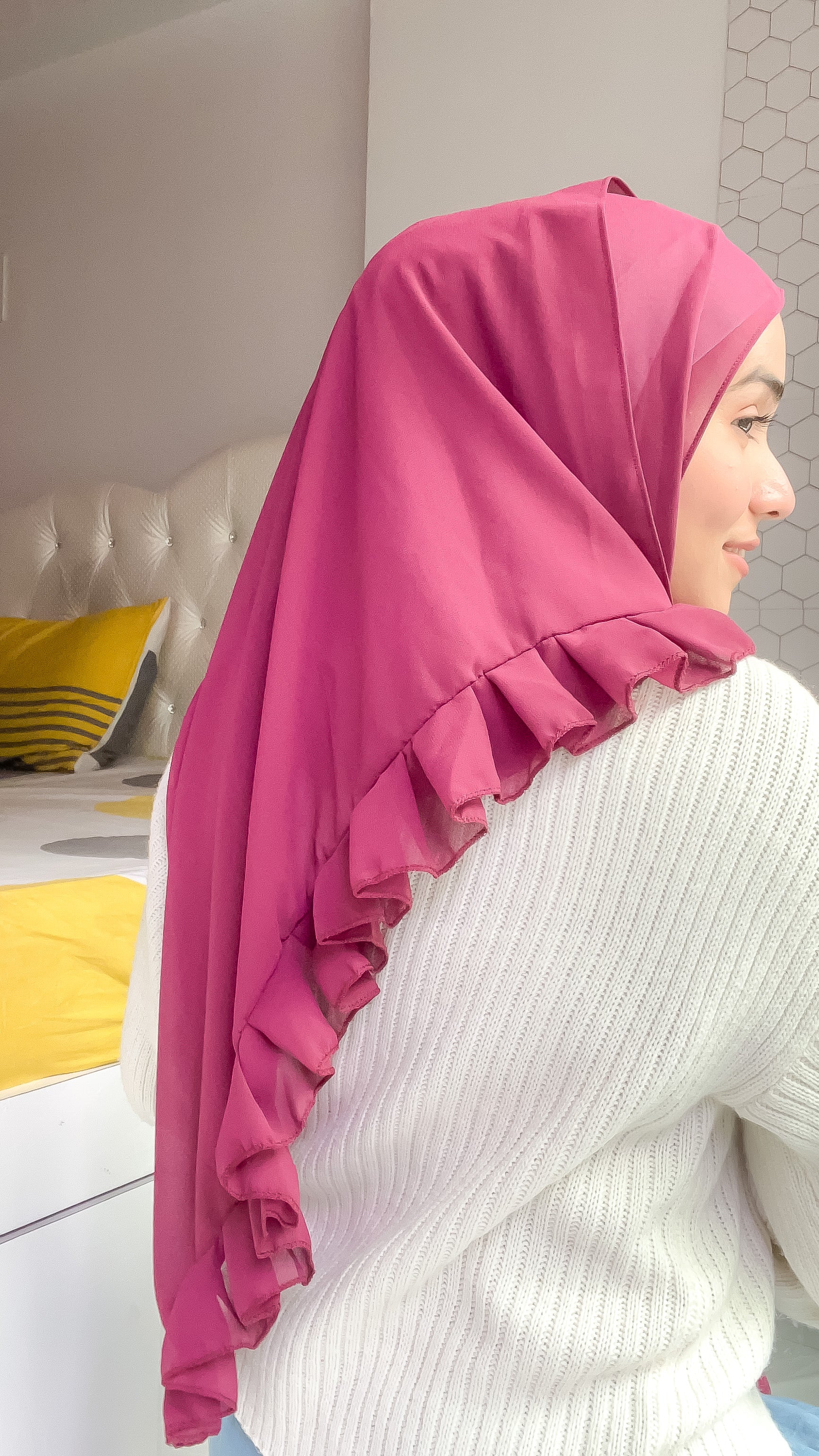 Frill Hijab - Wine - Image 3