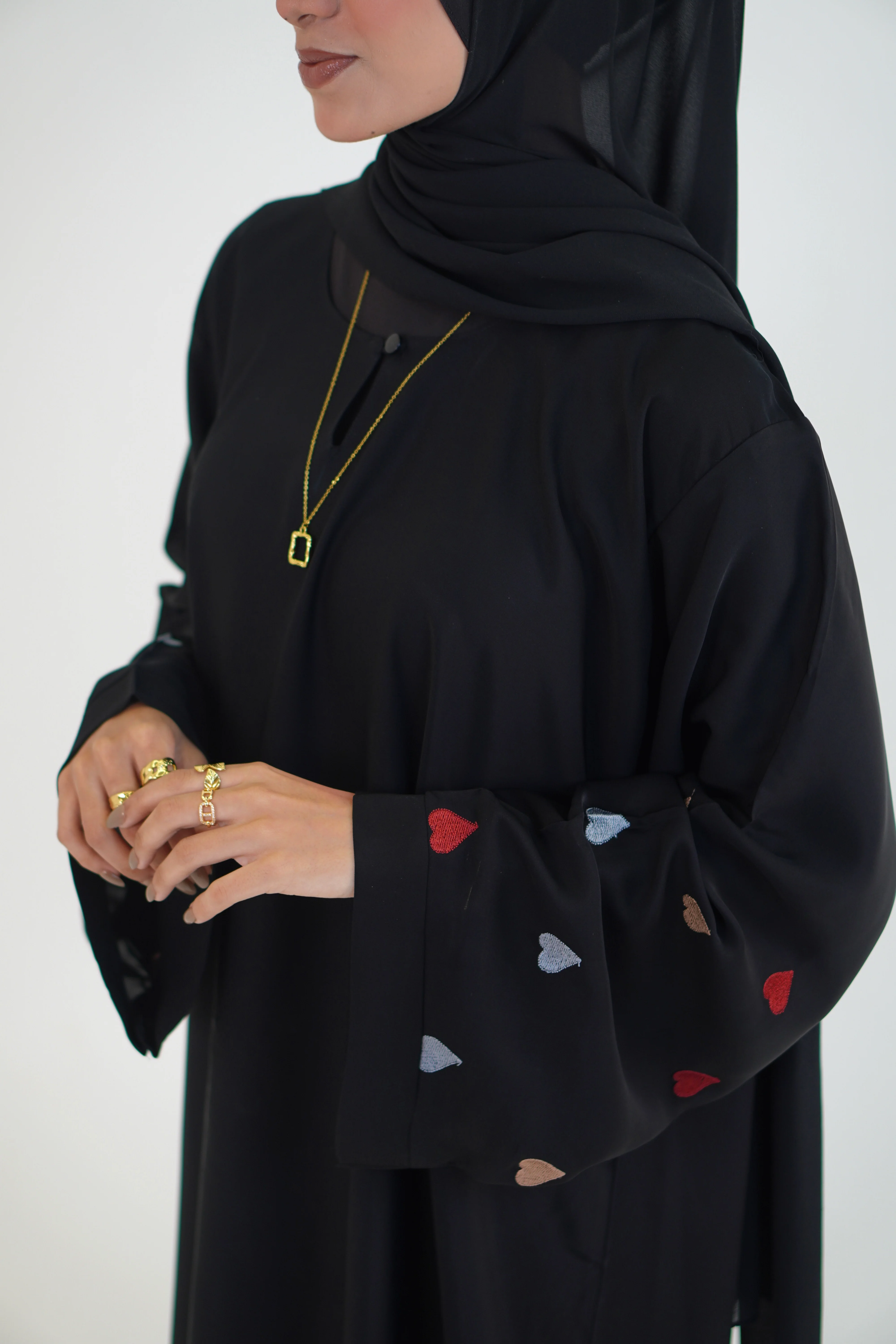 Heart Embroidered Abayah - Image 4