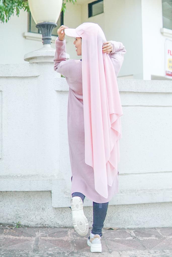 HIJAB ATTACHED WITH CAP - PINK