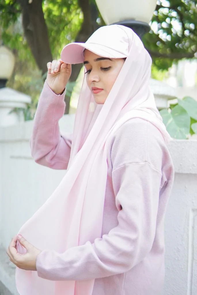 HIJAB ATTACHED WITH CAP - PINK - Image 2