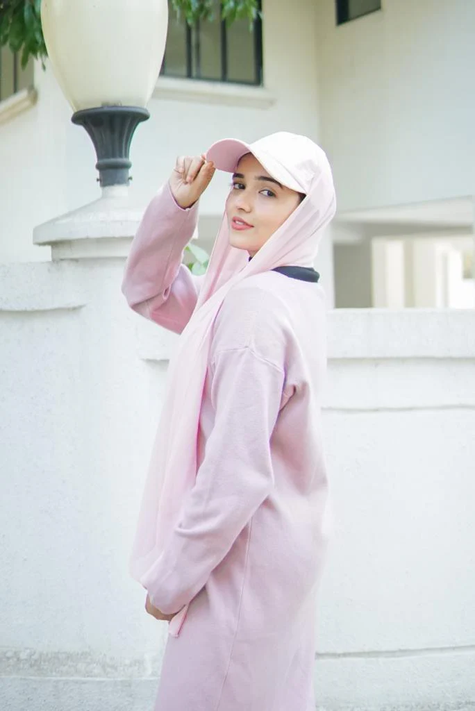 HIJAB ATTACHED WITH CAP - PINK - Image 3
