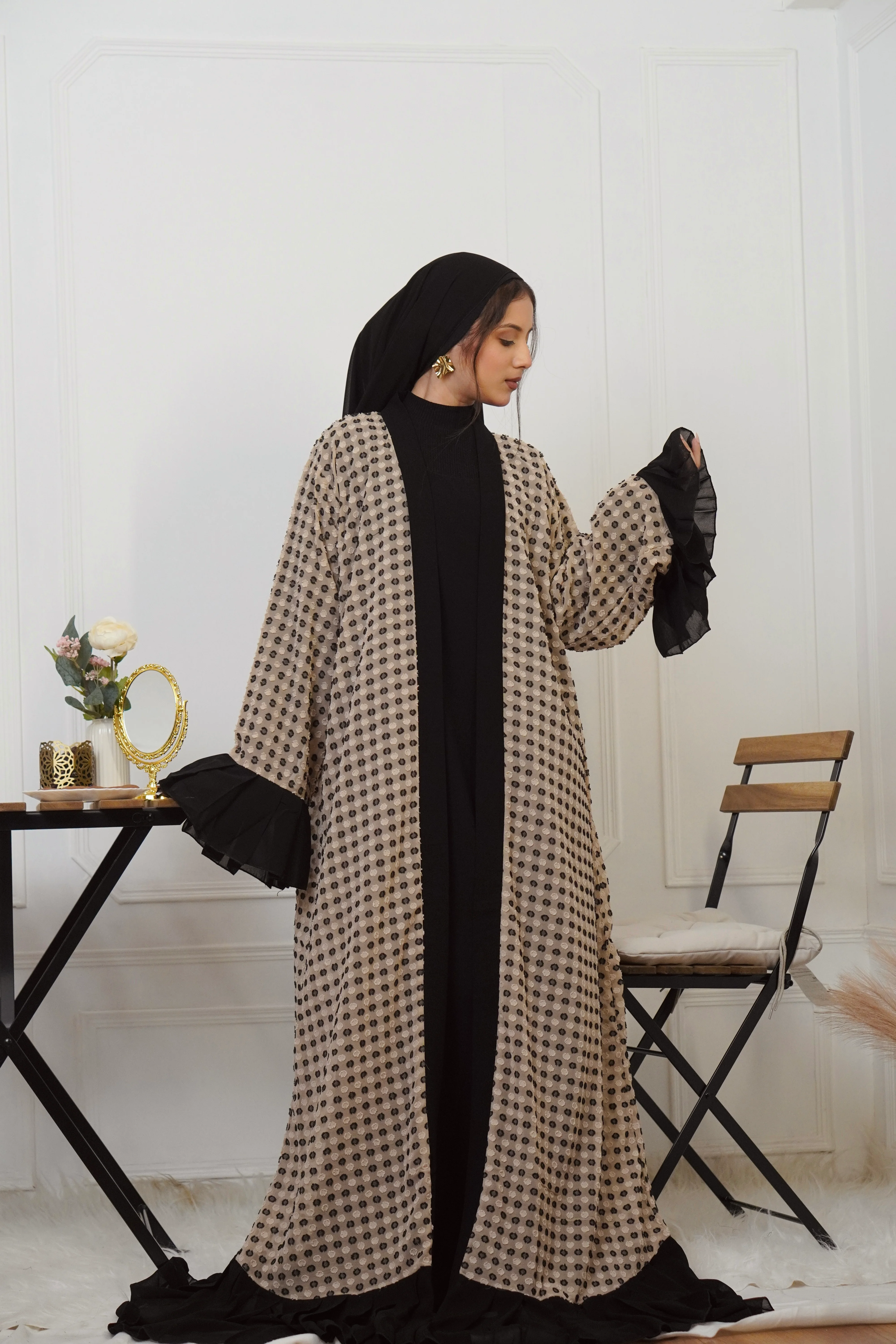 BLACK & BEIGE JACKET STYLE ABAYAH - Image 15