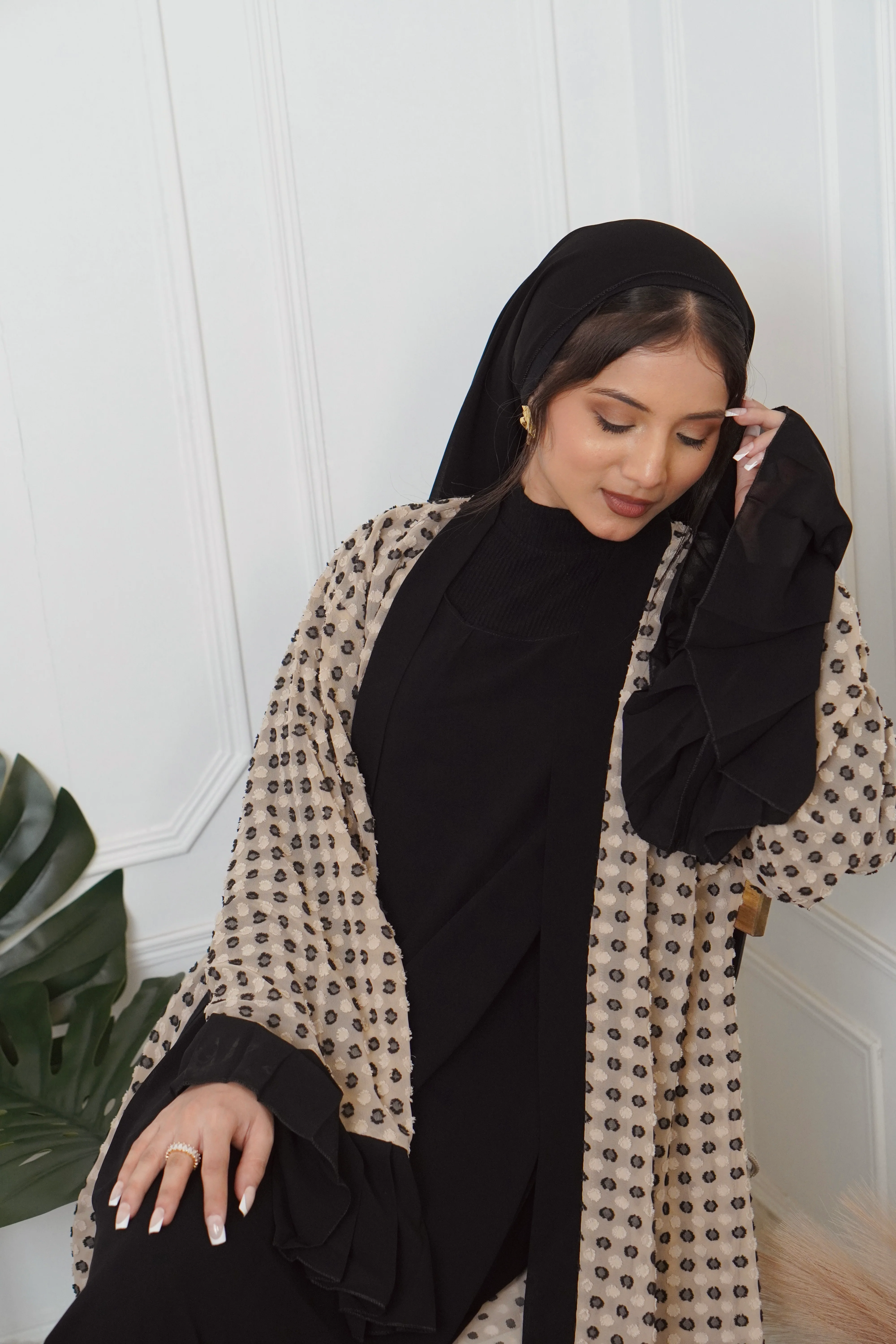 BLACK & BEIGE JACKET STYLE ABAYAH - Image 16