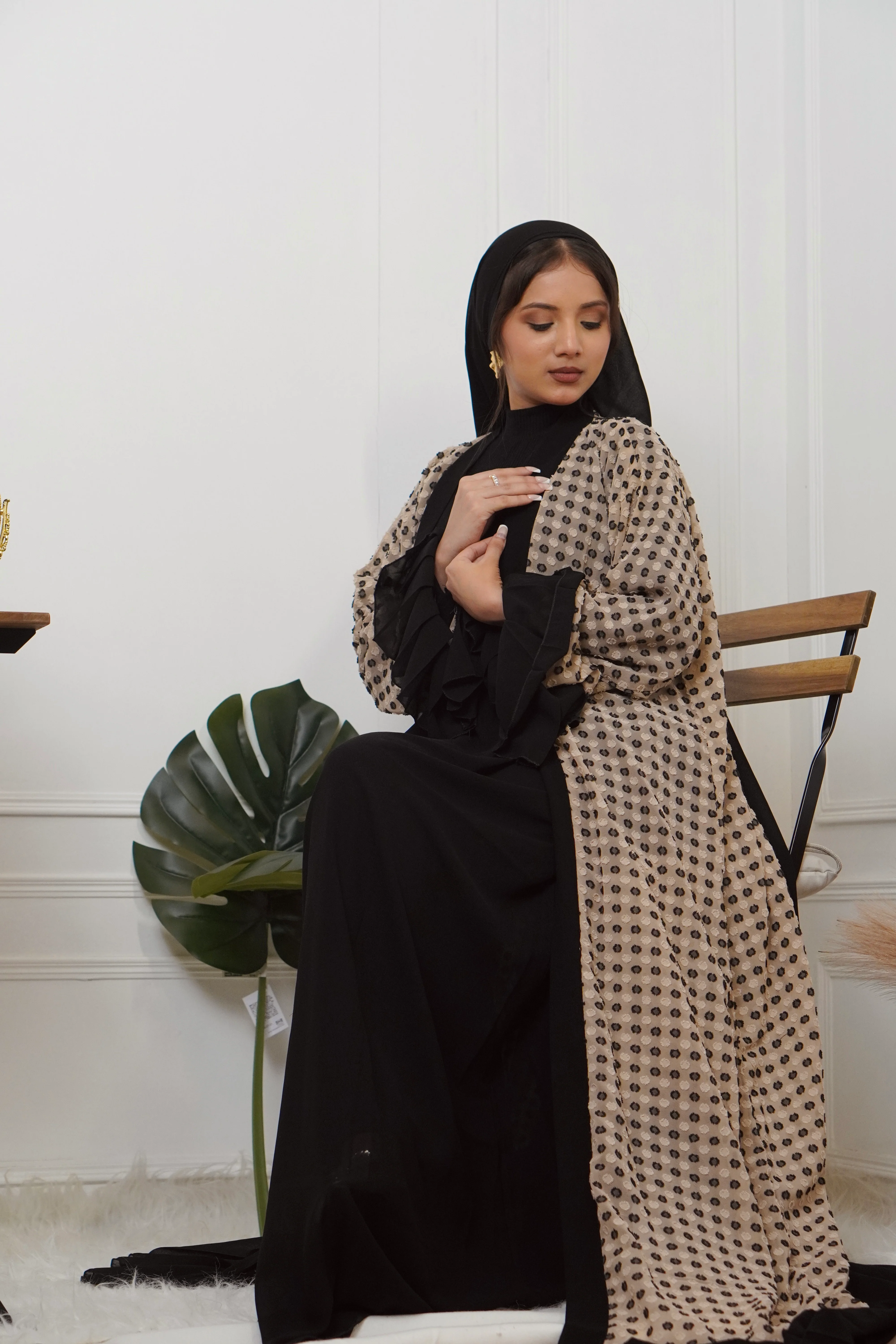BLACK & BEIGE JACKET STYLE ABAYAH - Image 17