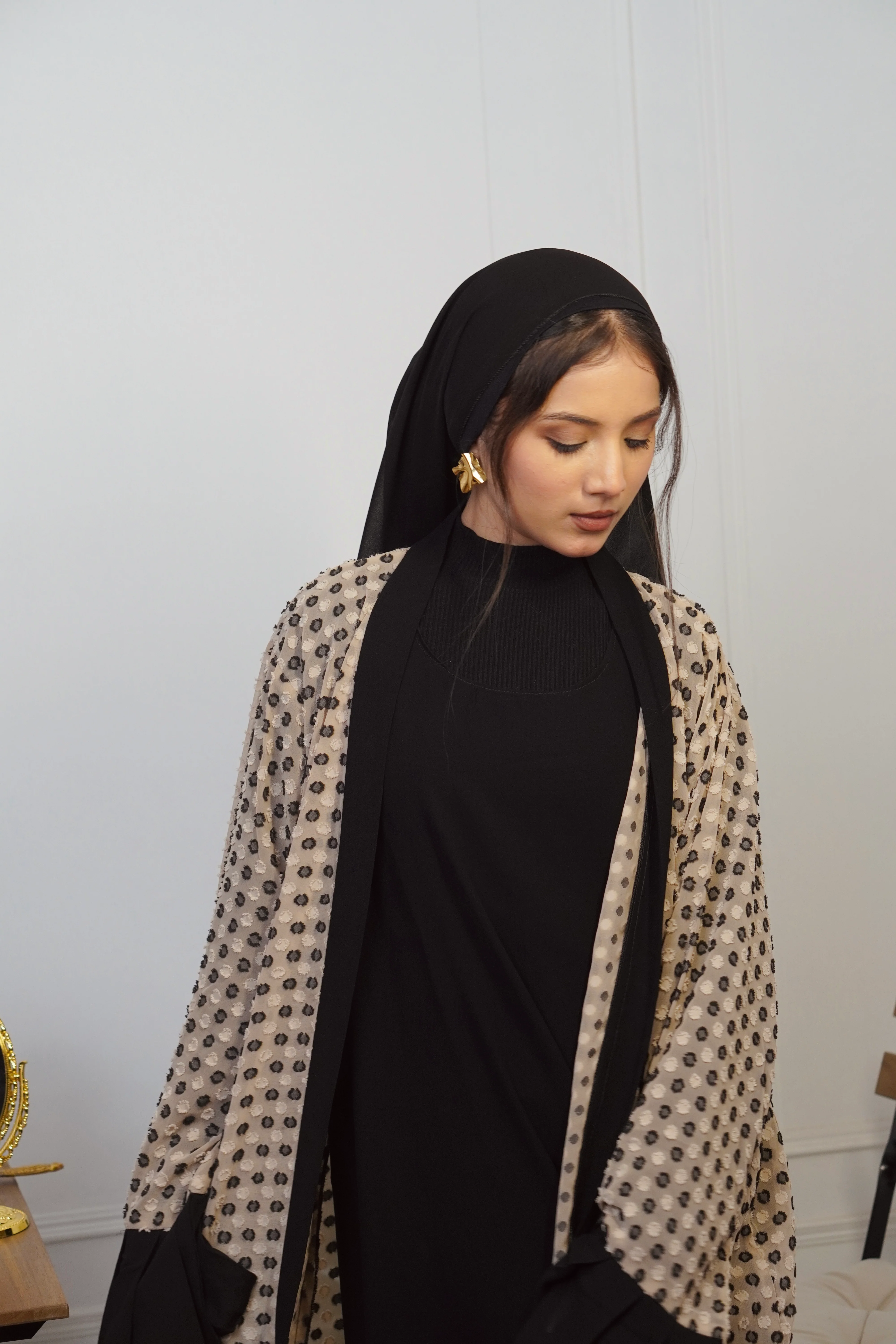 BLACK & BEIGE JACKET STYLE ABAYAH - Image 6