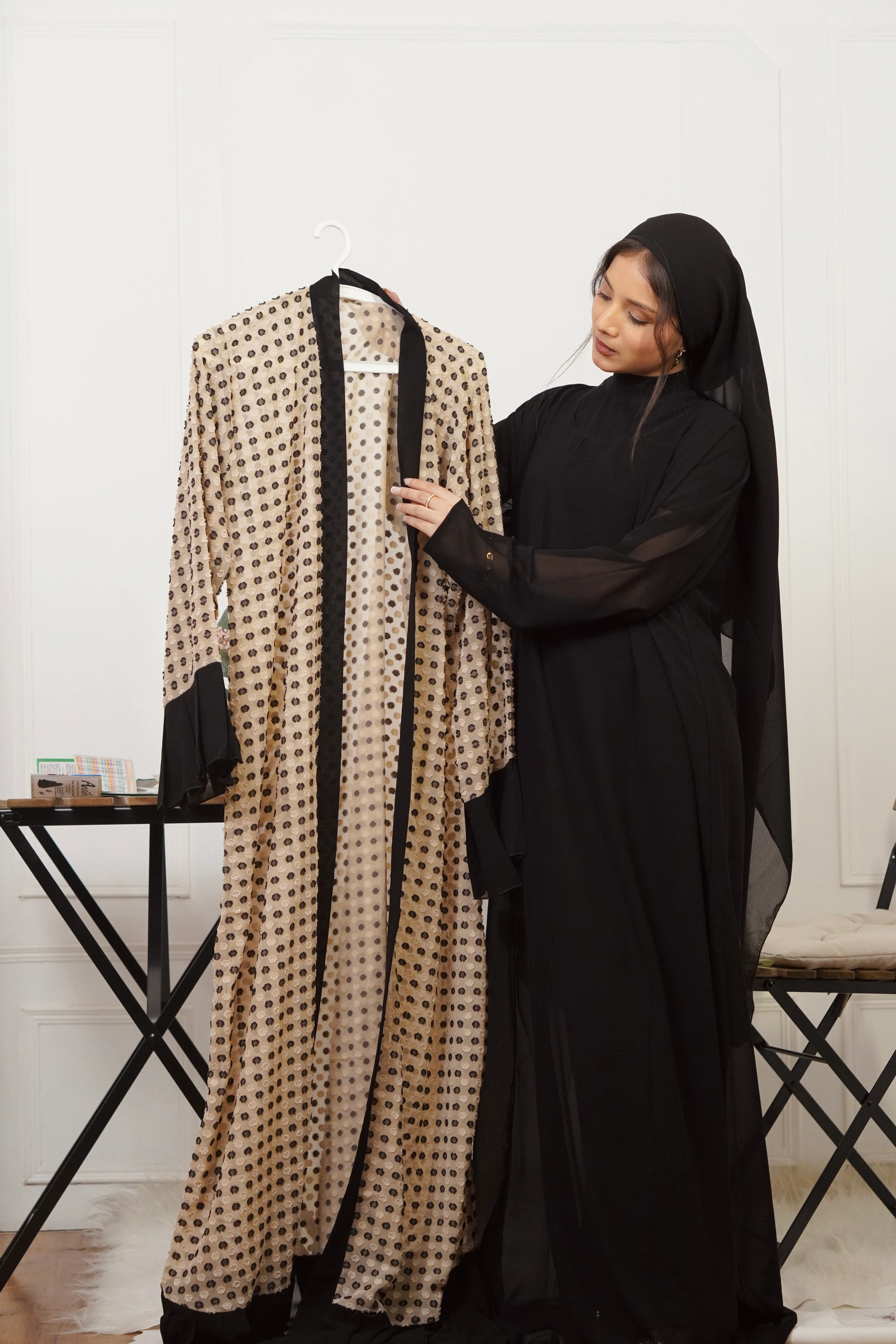 BLACK & BEIGE JACKET STYLE ABAYAH - Image 8