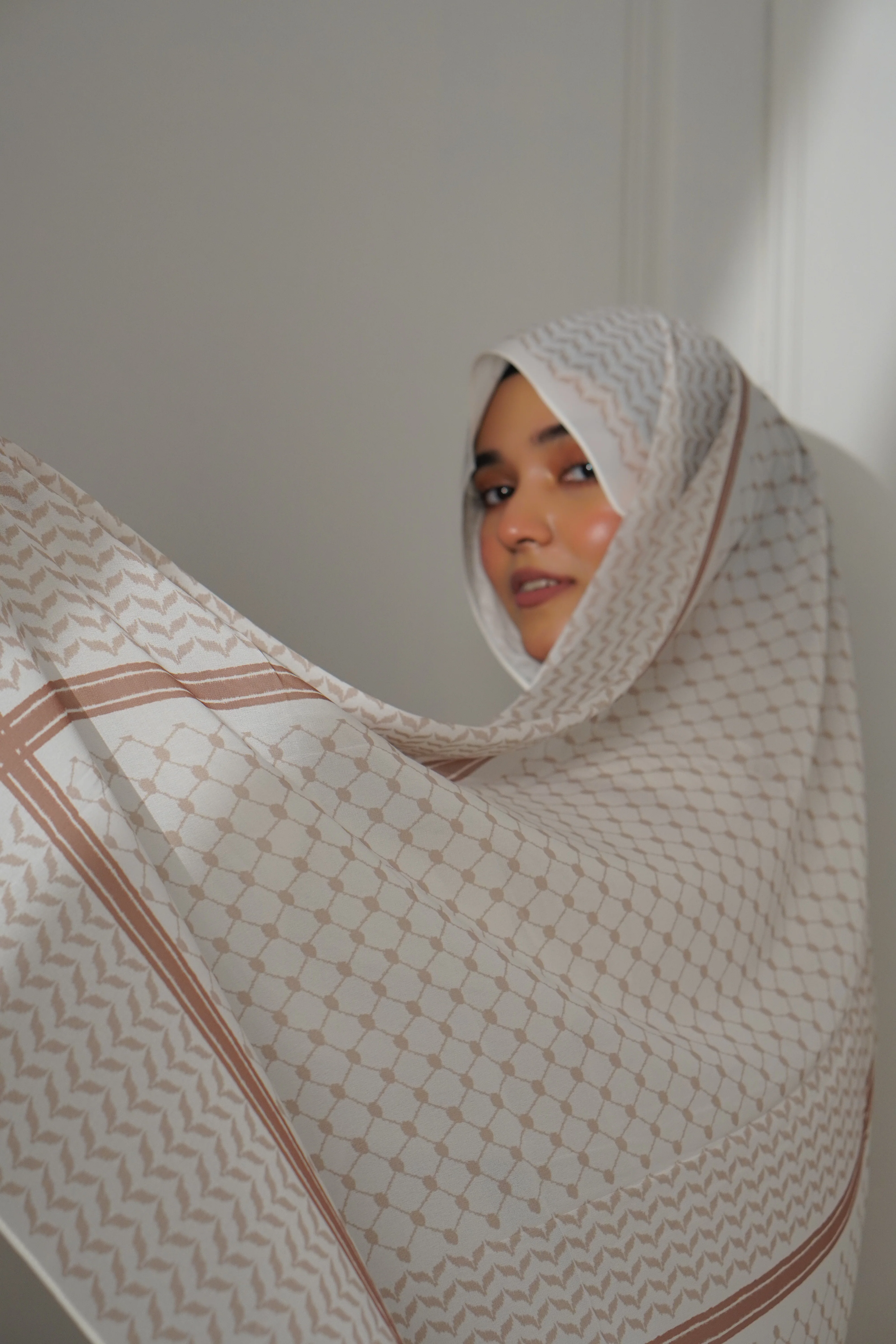 Keffiyeh Hijab - Beige - Image 3