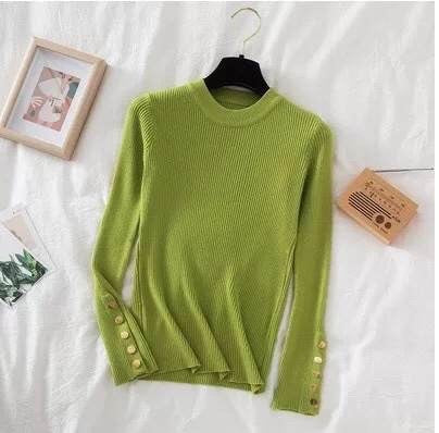 Knitted button tee – pear