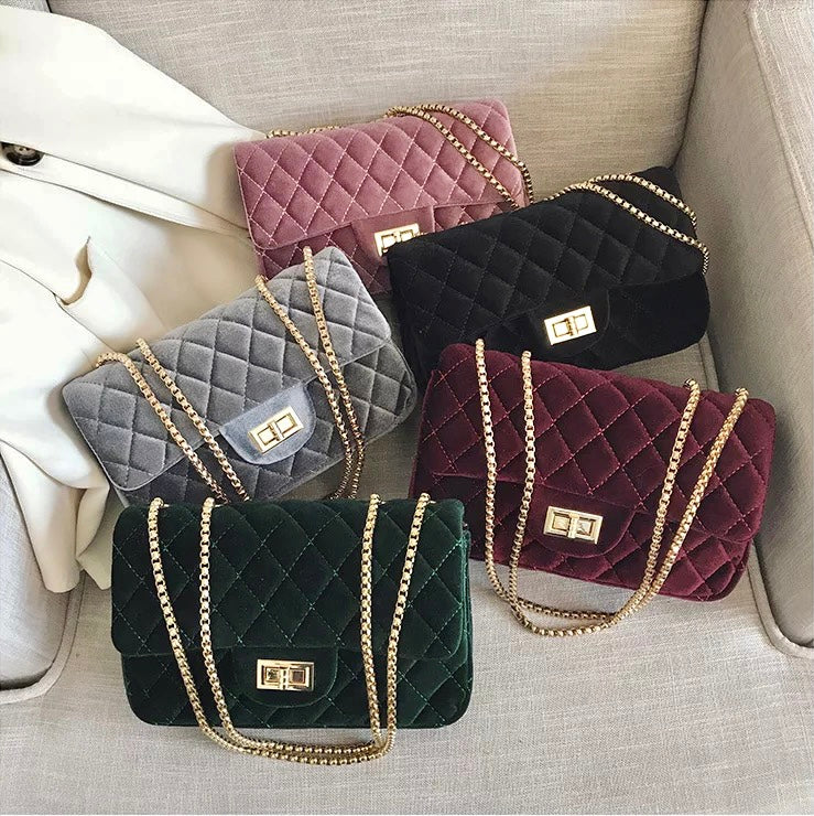 LUXURY HANDBAG - GREEN VELVET