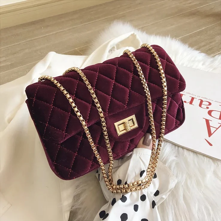 LUXURY HANDBAG - MAROON VELVET - Image 2