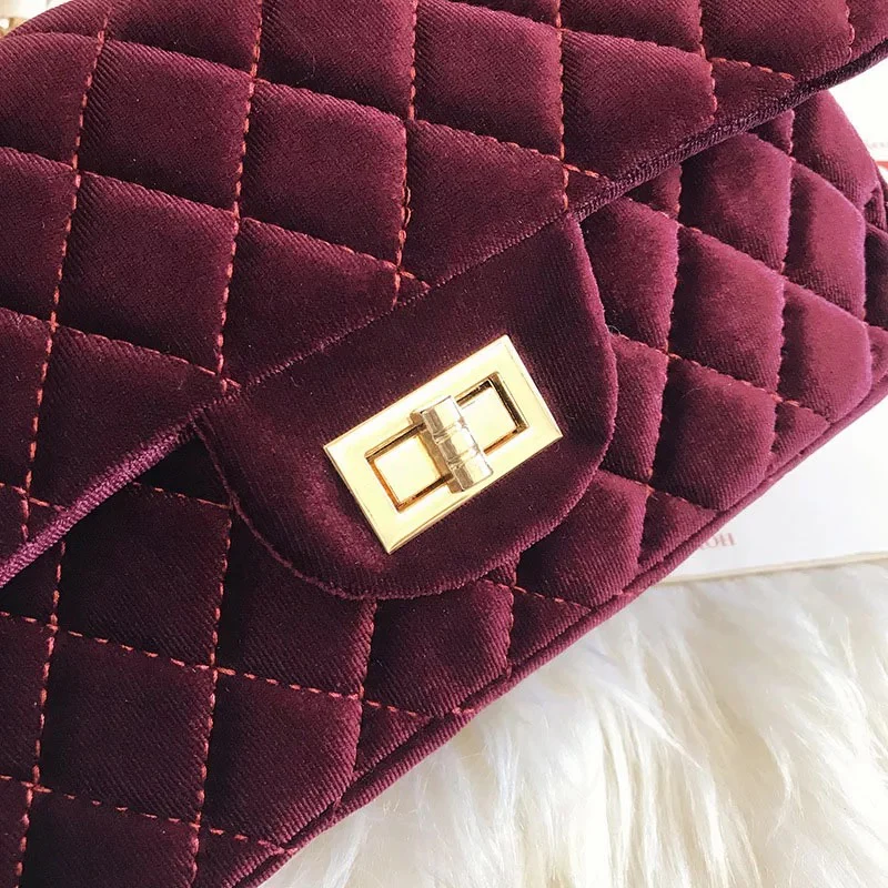 LUXURY HANDBAG - MAROON VELVET - Image 3