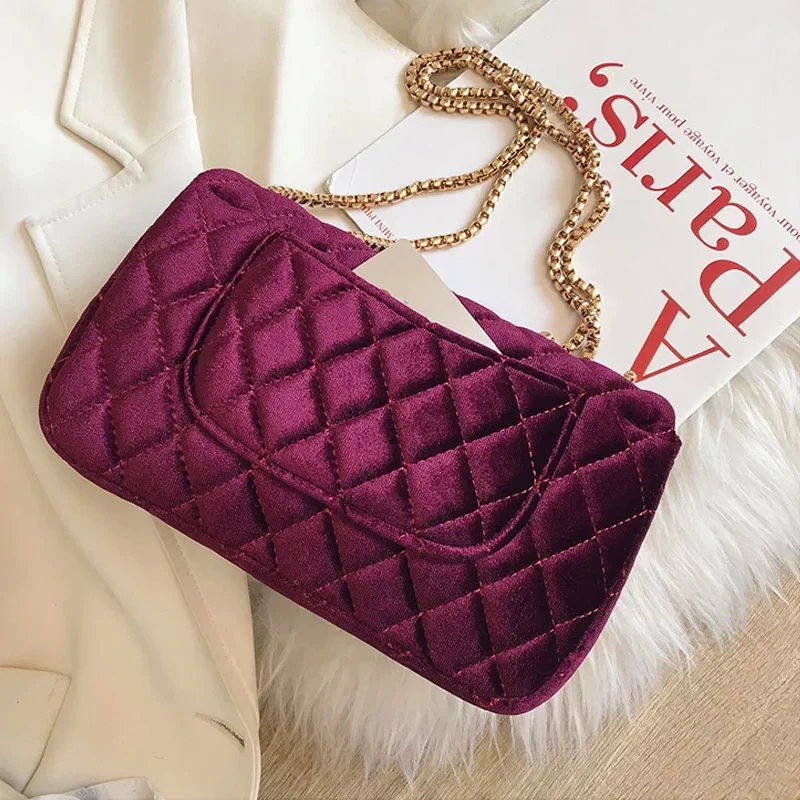 LUXURY HANDBAG - MAROON VELVET - Image 4