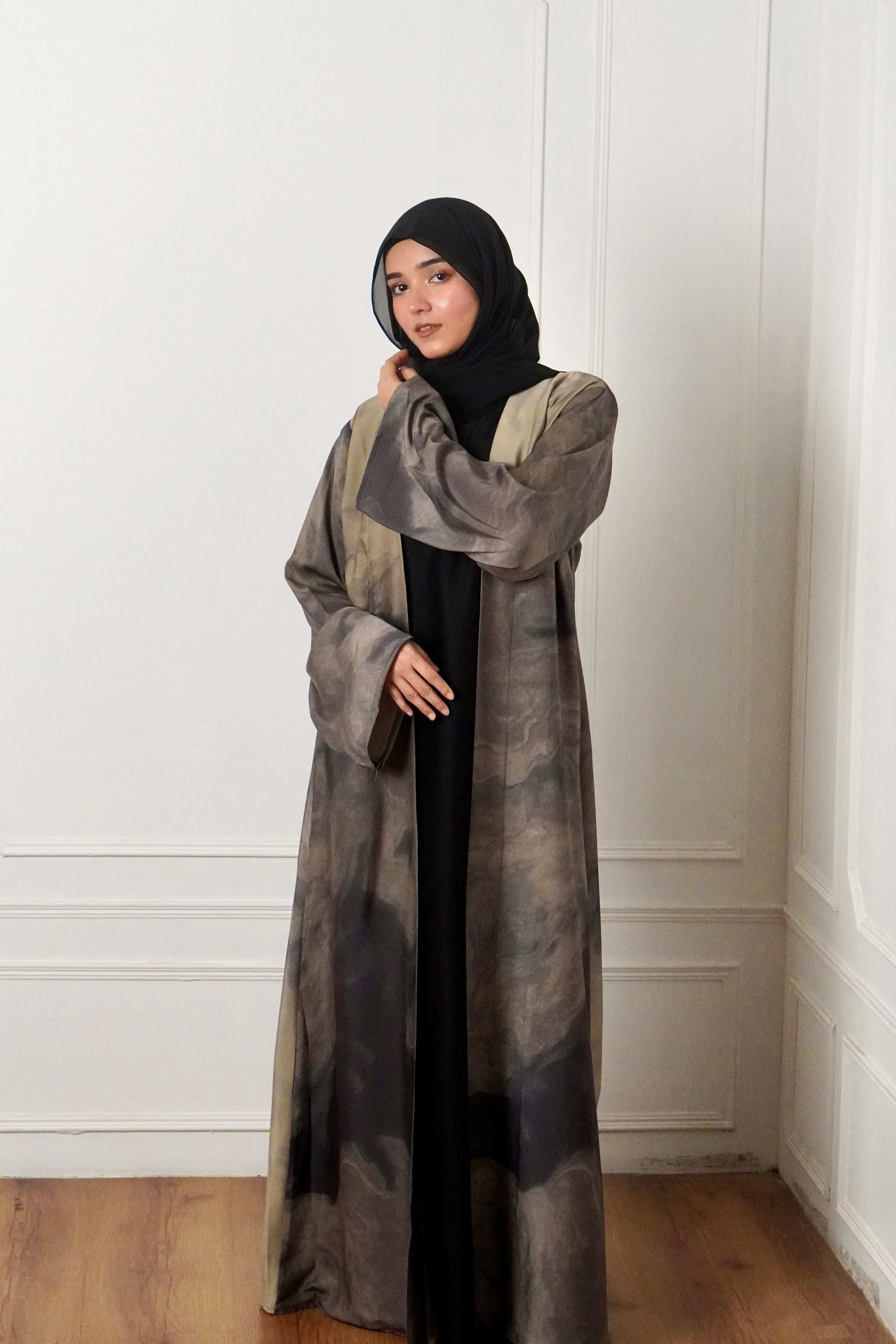 MARBLE PRINT ABAYAH - IVORY MIST - Image 10