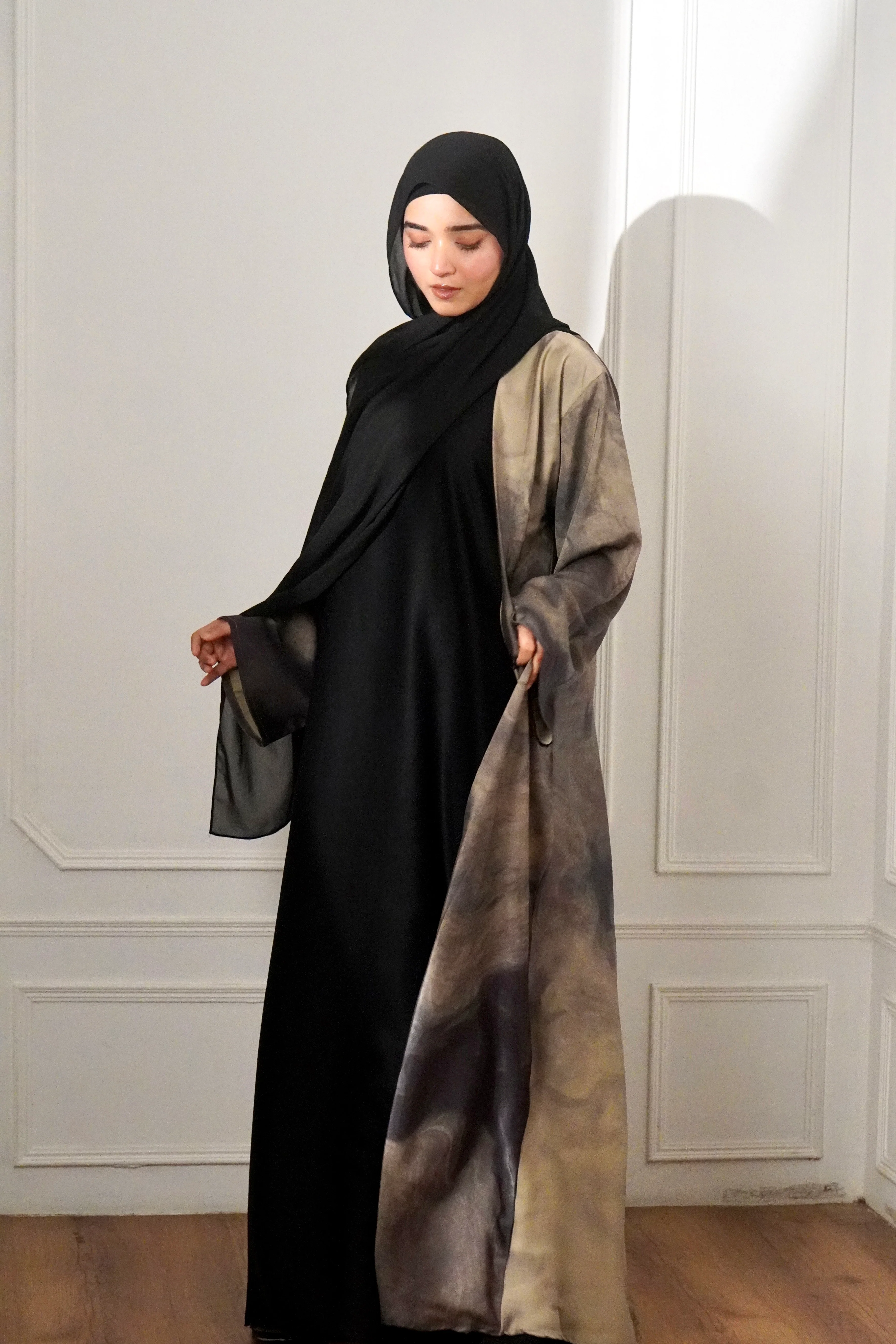 MARBLE PRINT ABAYAH - IVORY MIST - Image 4