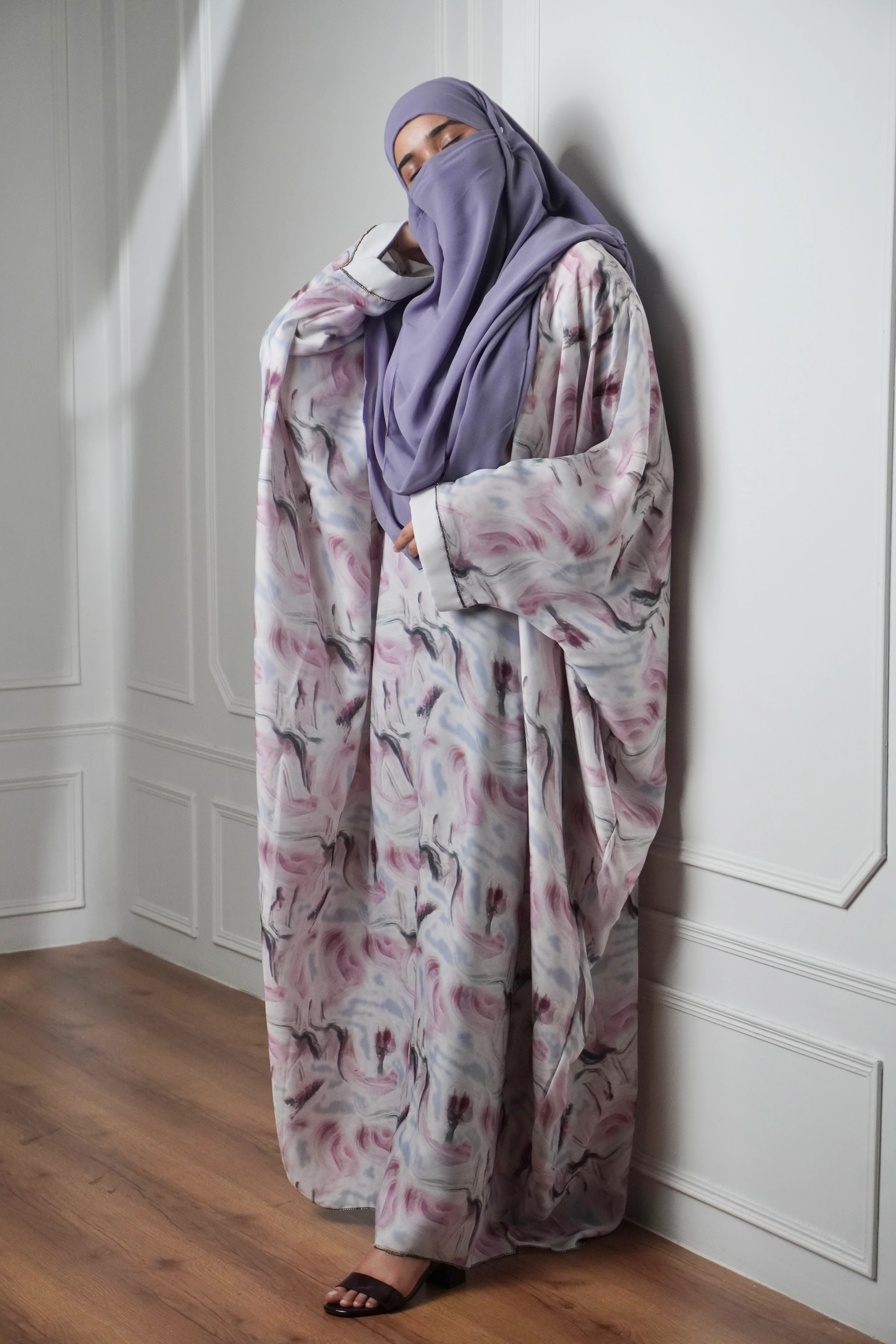 Marble Print Kaftan Khimar Set - Cotton Candy - Image 11