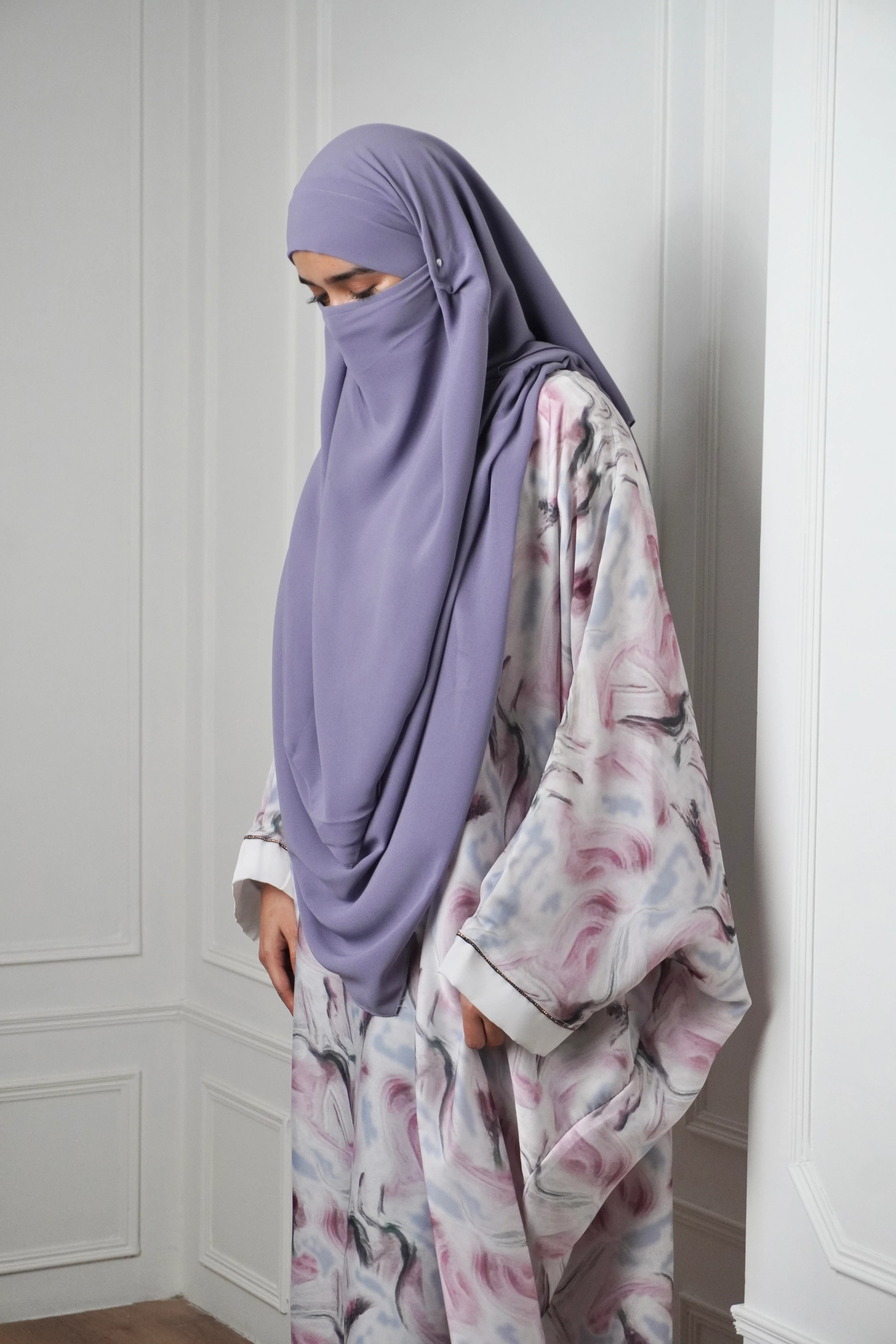Marble Print Kaftan Khimar Set - Cotton Candy - Image 12