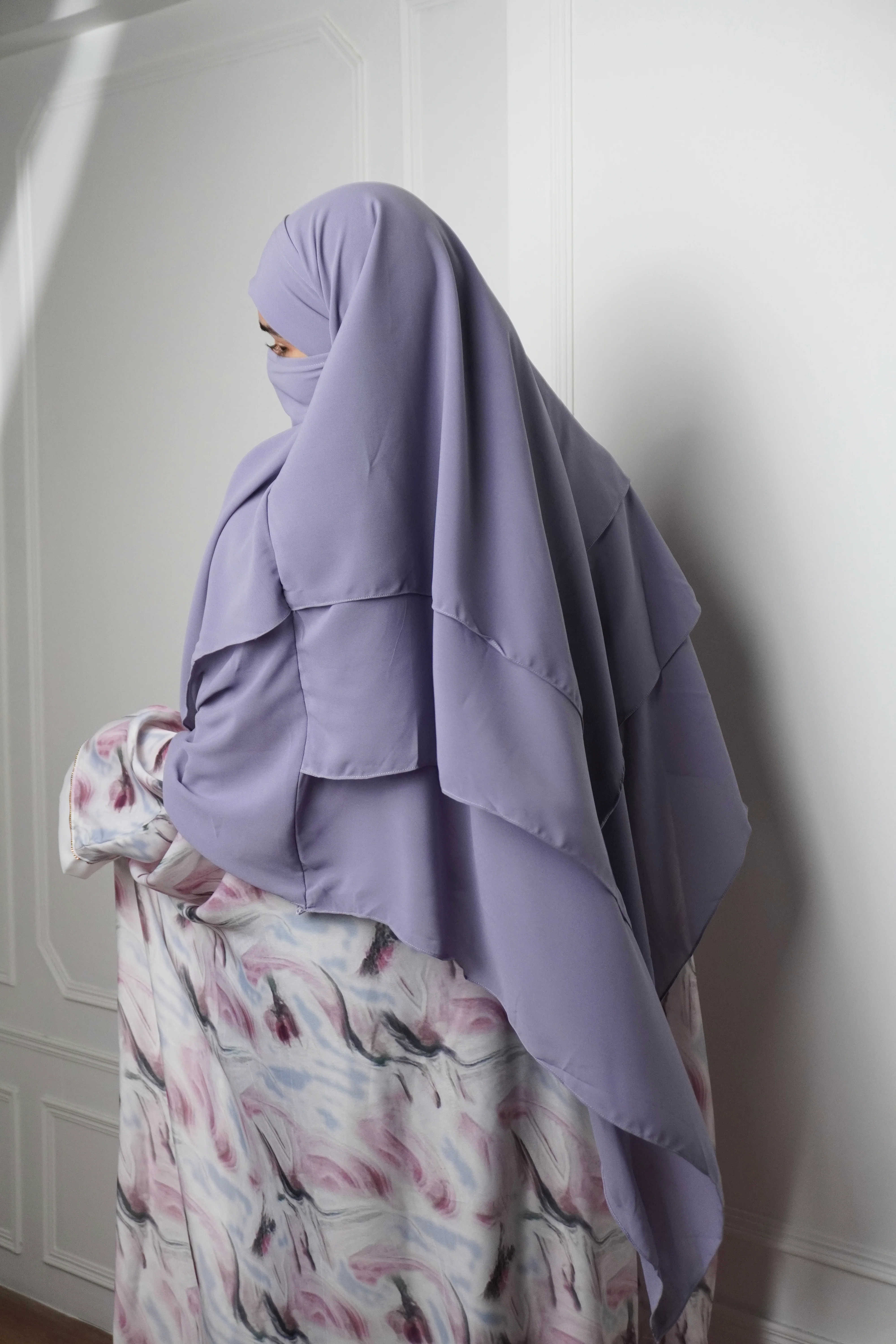 Marble Print Kaftan Khimar Set - Cotton Candy - Image 6