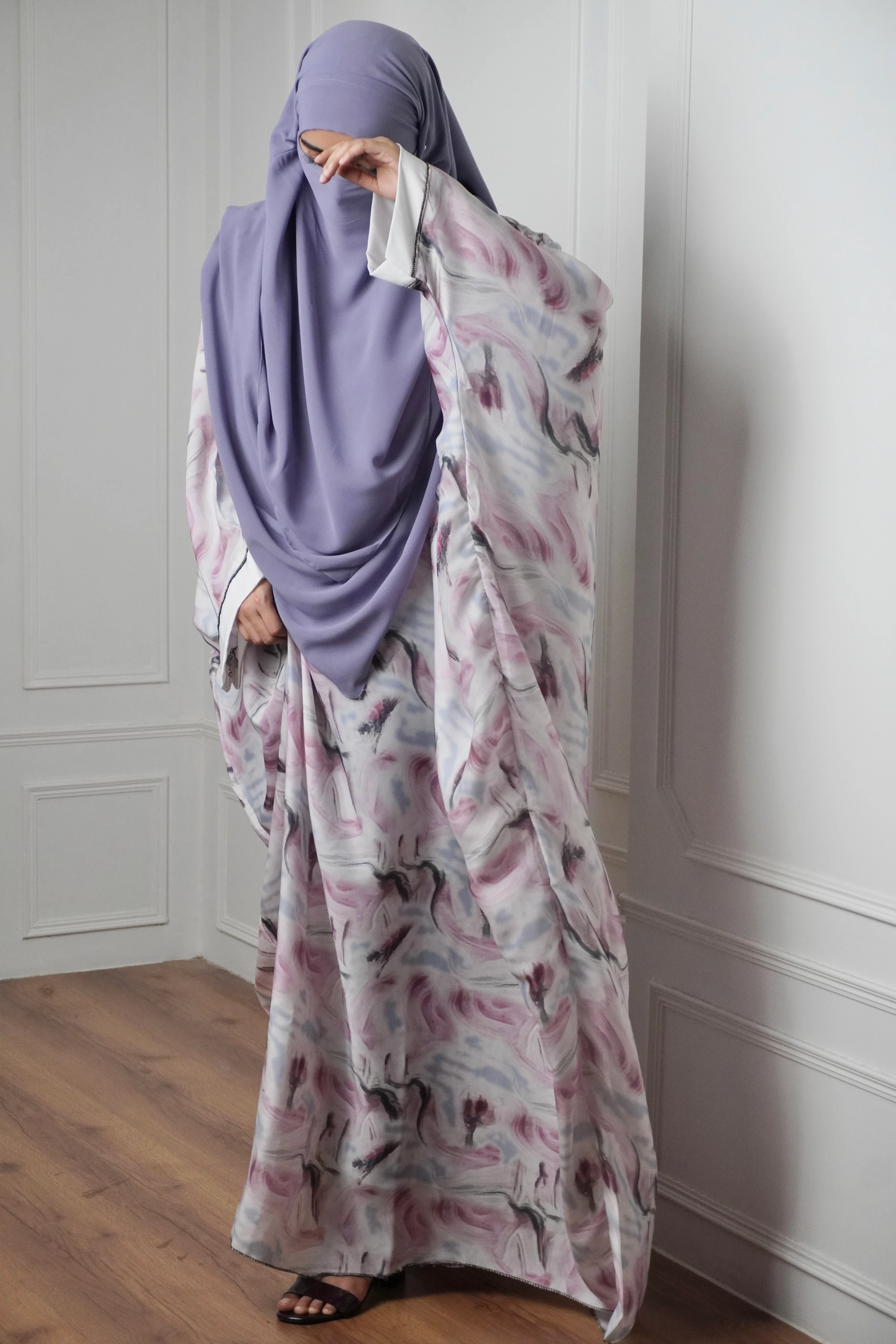 Marble Print Kaftan Khimar Set - Cotton Candy - Image 7
