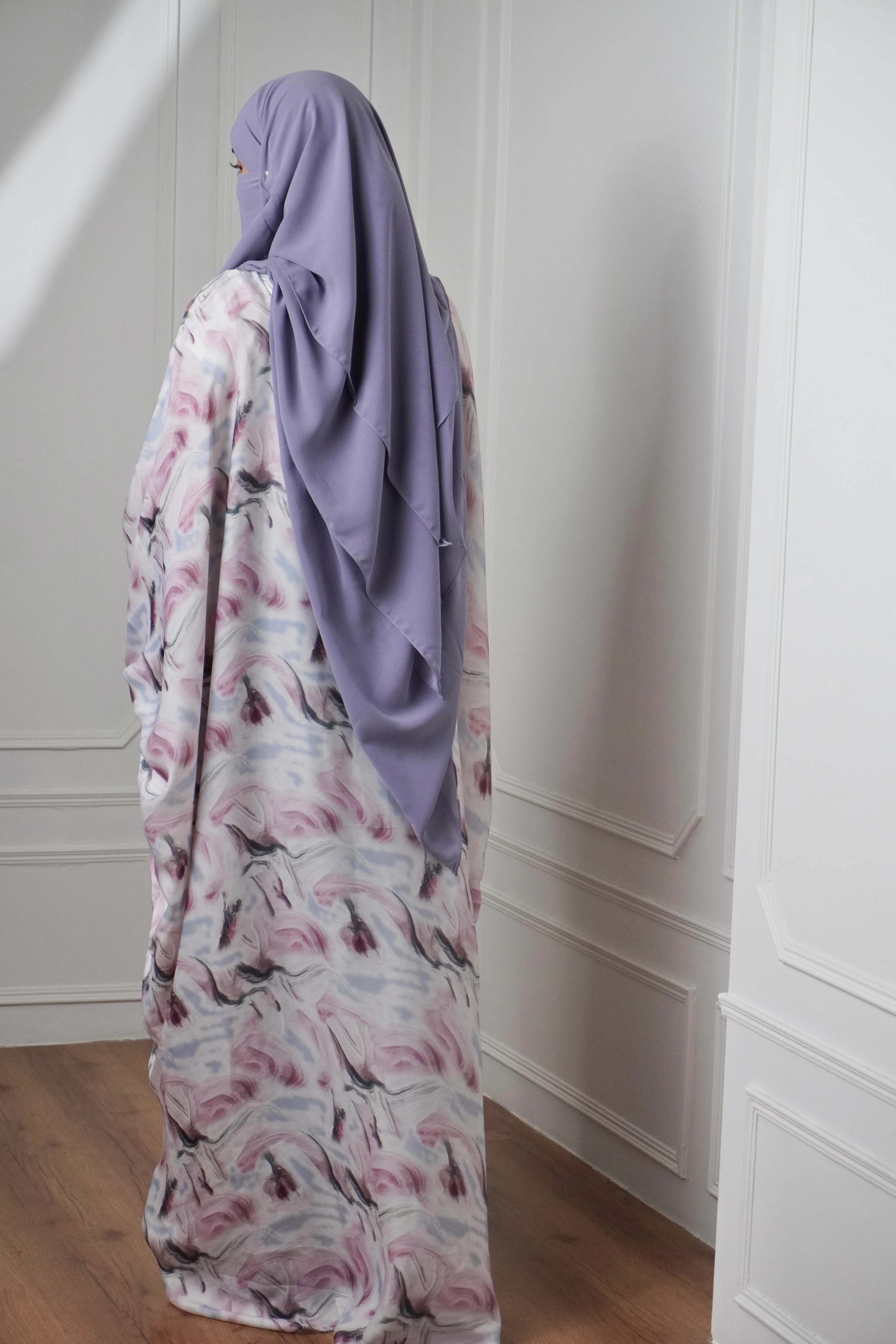 Marble Print Kaftan Khimar Set - Cotton Candy - Image 9