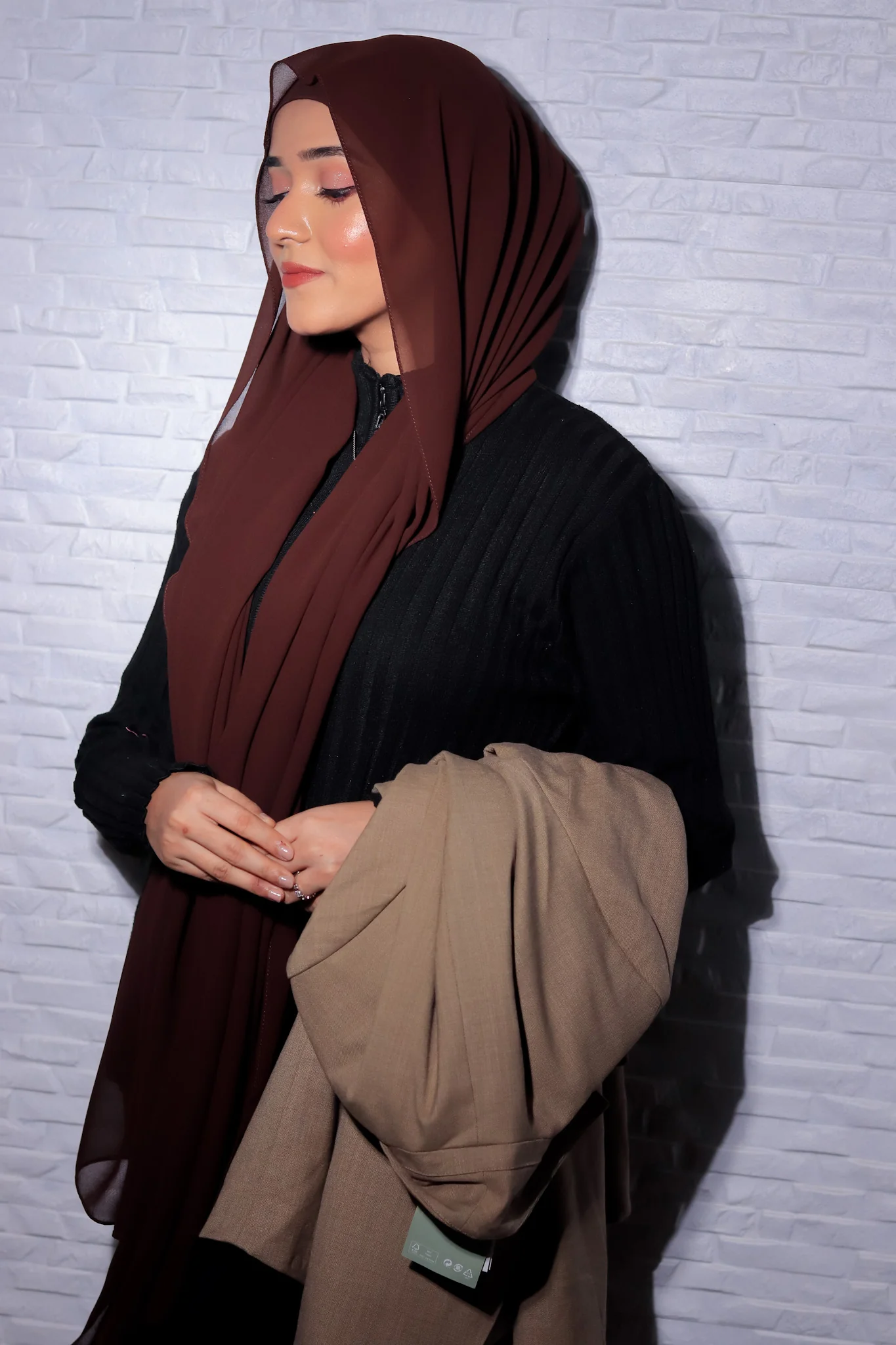 Matching Hijab Set - Chocolate Brown - Image 3
