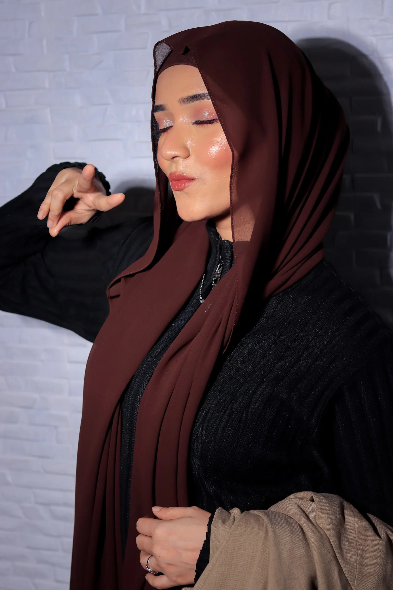 Matching Hijab Set - Chocolate Brown - Image 4