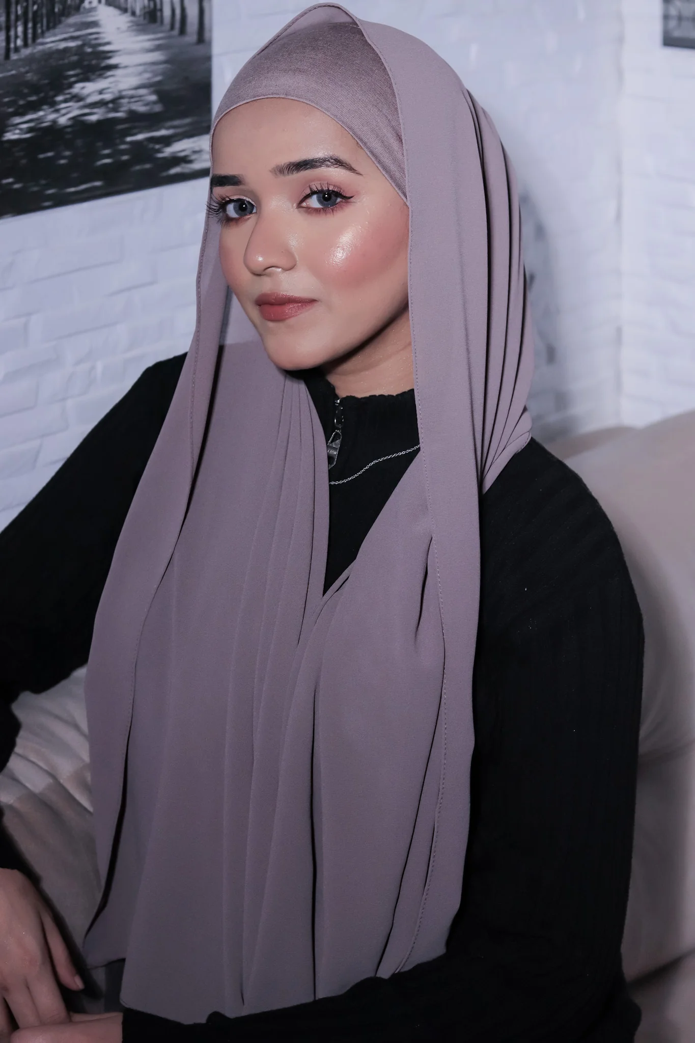 Matching Hijab Set - Taupe - Image 3